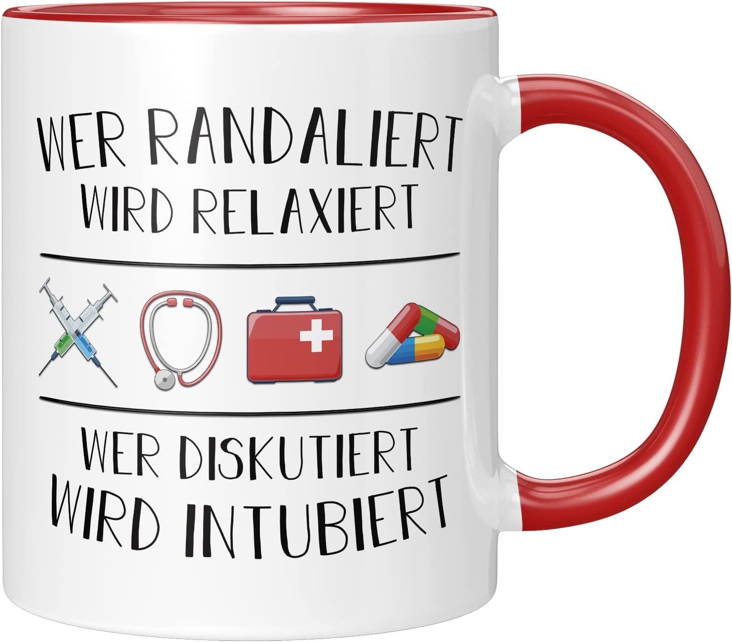 TassenTicker Tasse Wer Randaliert Wird Relaxiert - Schön Krankenschwester Geschenke Ideen, 330ml Rot