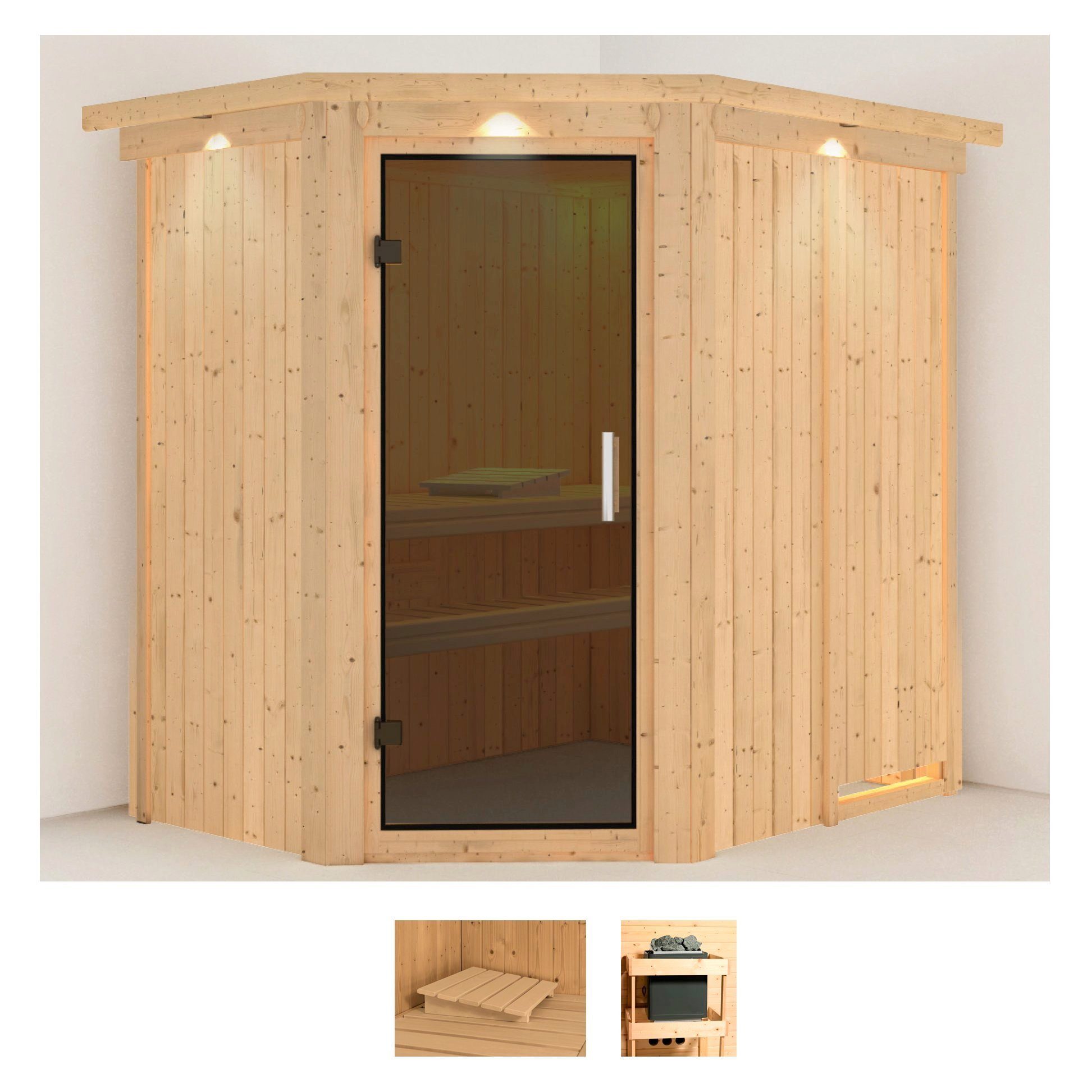 Karibu Sauna Clara, BxTxH: 165 x 210 x 202 cm, 68 mm, (Set) ohne Ofen