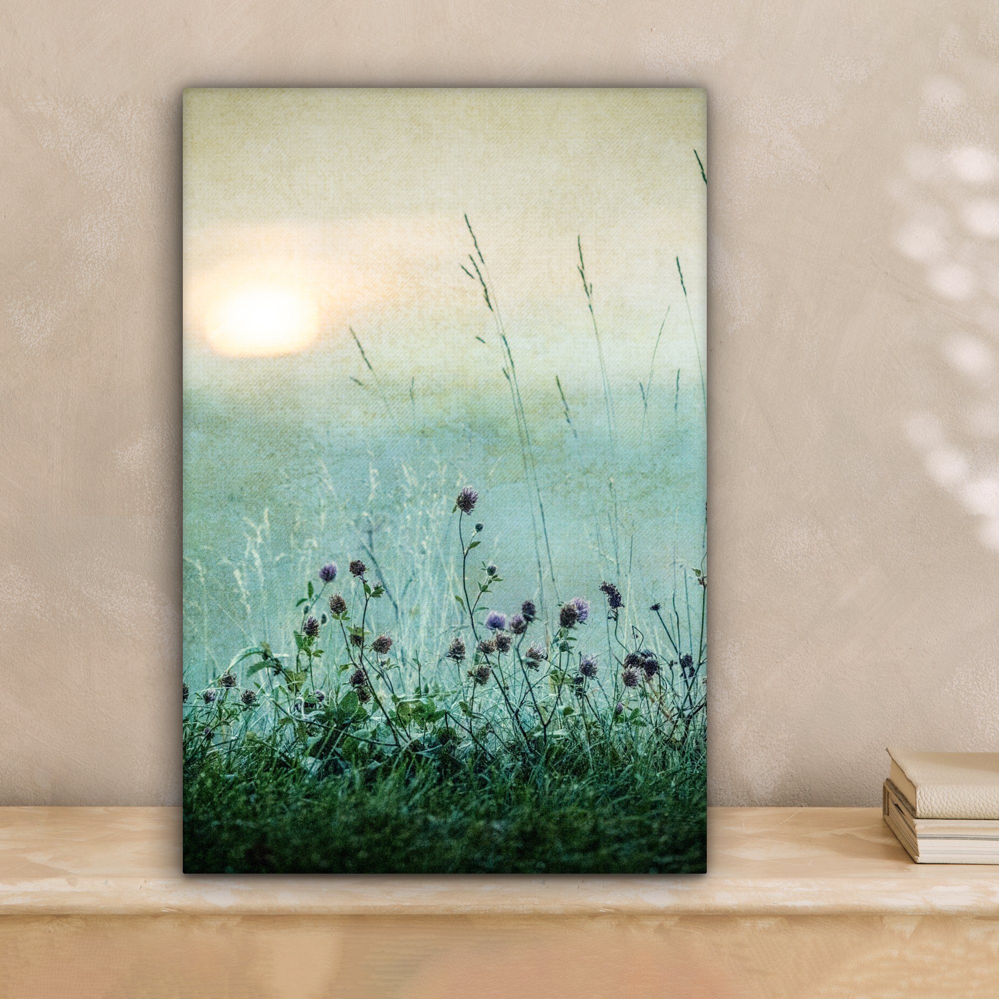 OneMillionCanvasses® Leinwandbild Natur - Vintage - Blumen - Sonne, Fotodru günstig online kaufen