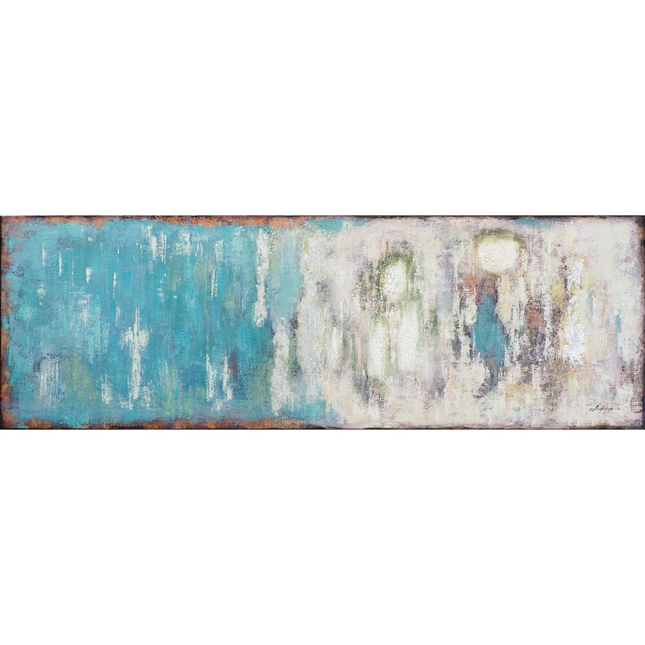ArtUniverse Gemälde Türkisblaue Harmonie 50 x 150 cm, Abstrakt