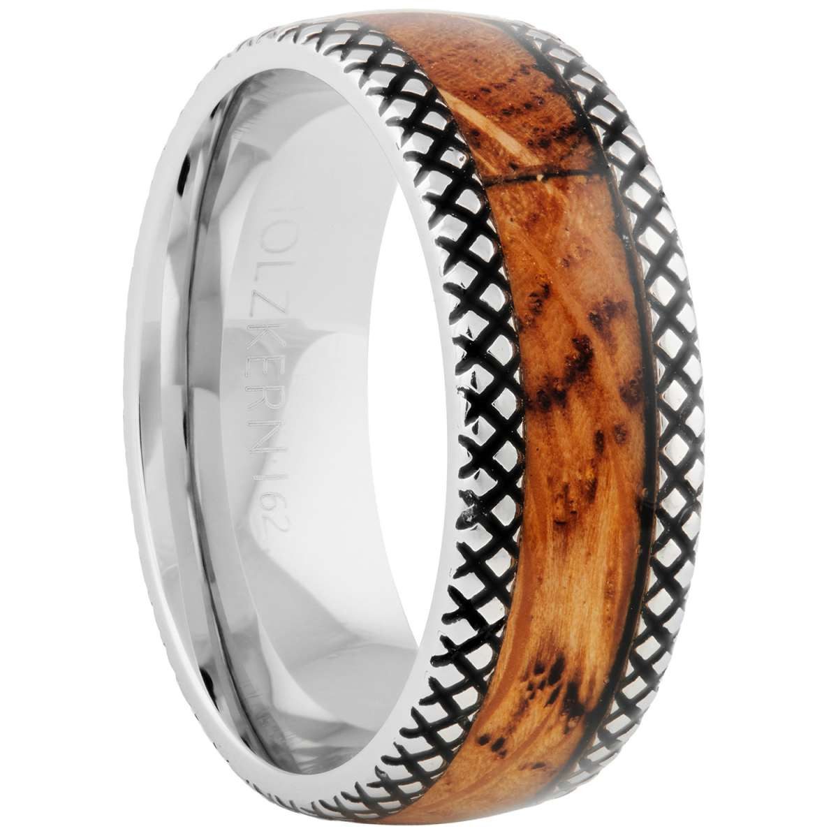 Holzkern Fingerring sumo-whiskey-wolfram, Herrenring Sumo Whiskeyholz/Wolfram
