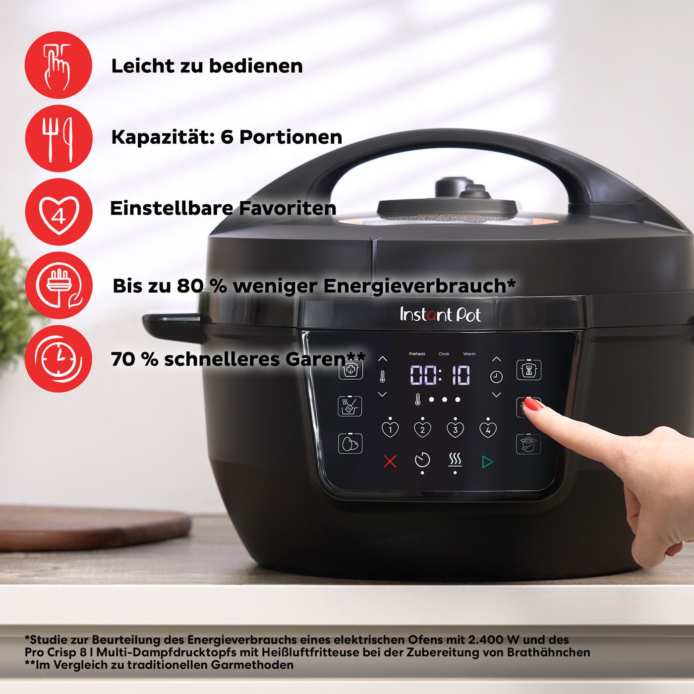 Instant Pot Multikocher Rio Wide 7in1 Slow Cooker XL Schongarer Joghurtzubereitung Dämpfen, 1200 W, 7.1 l Schüssel, One-Pot-Garen, geführter Kochindikator, bis zu 6 Portionen