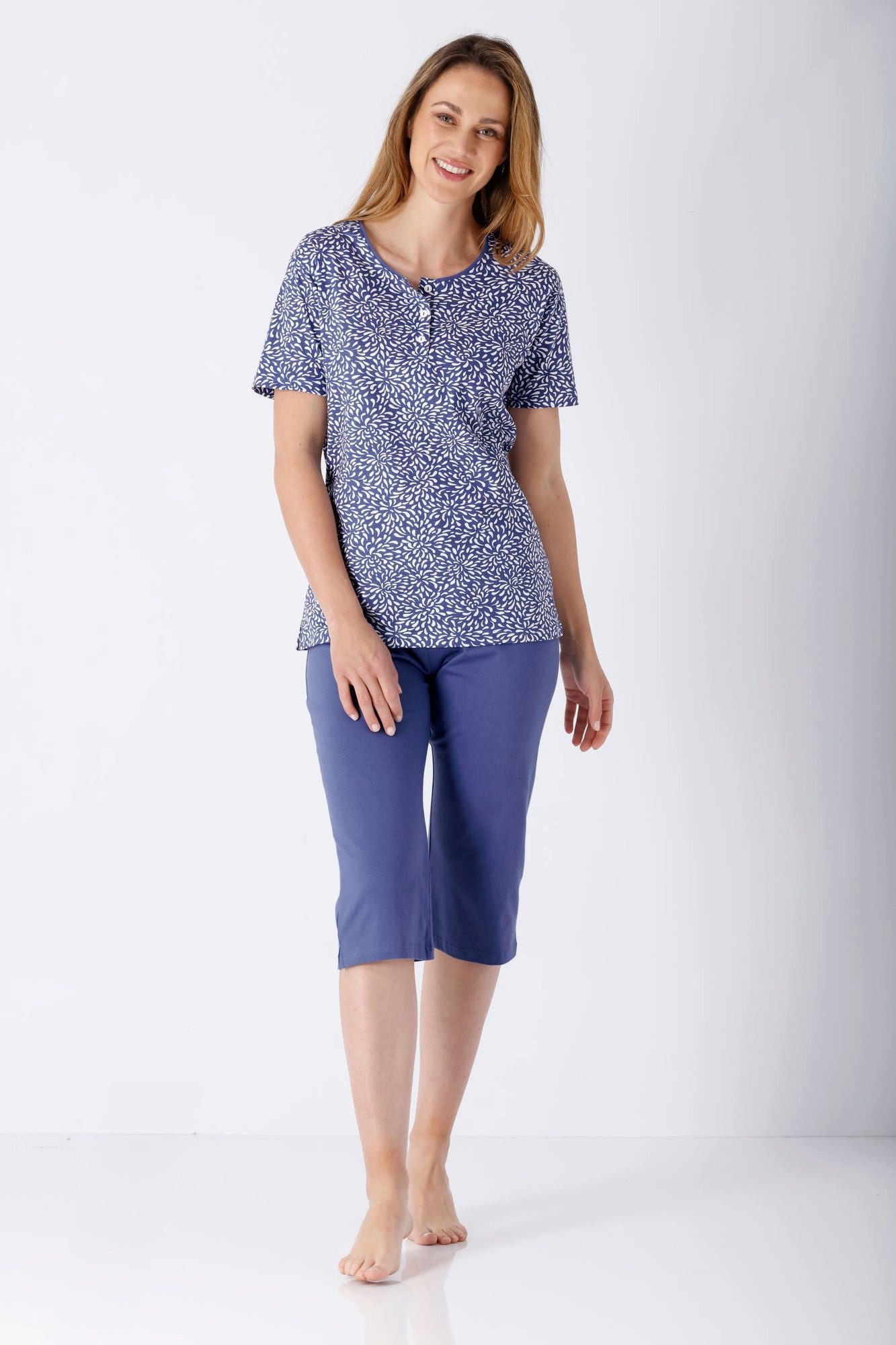 Schlafanzug Damen Schlafanzug Capri Premium Cotton