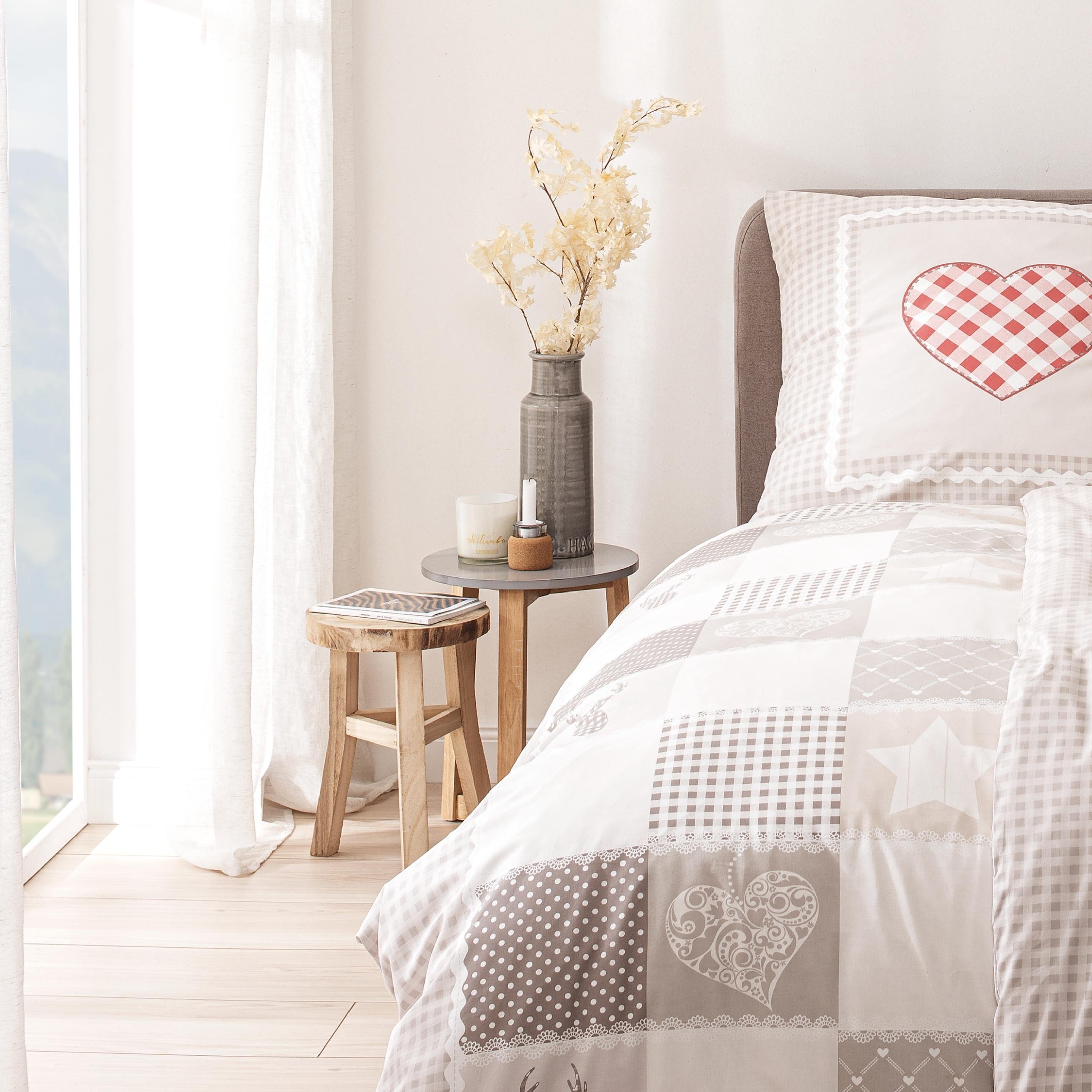 MTOnlinehandel Bettwäsche Landhaus Vintage 135x200 + 80x80 cm 2 tlg., 100% günstig online kaufen