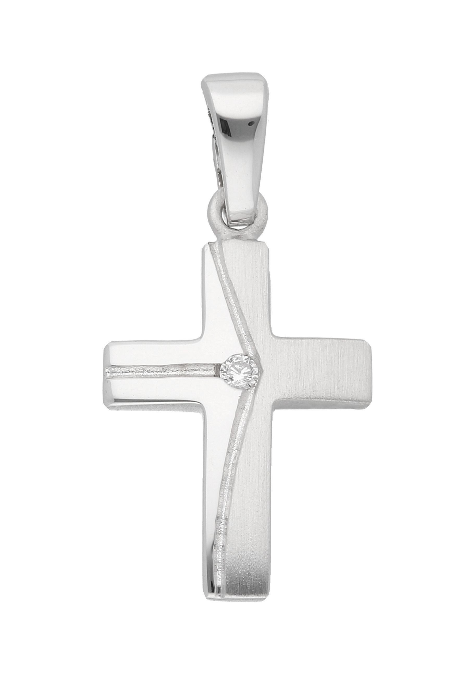 Kreuzanhänger Damen & Herren 925 Silber Kreuz Anhänger mit Zirkonia
