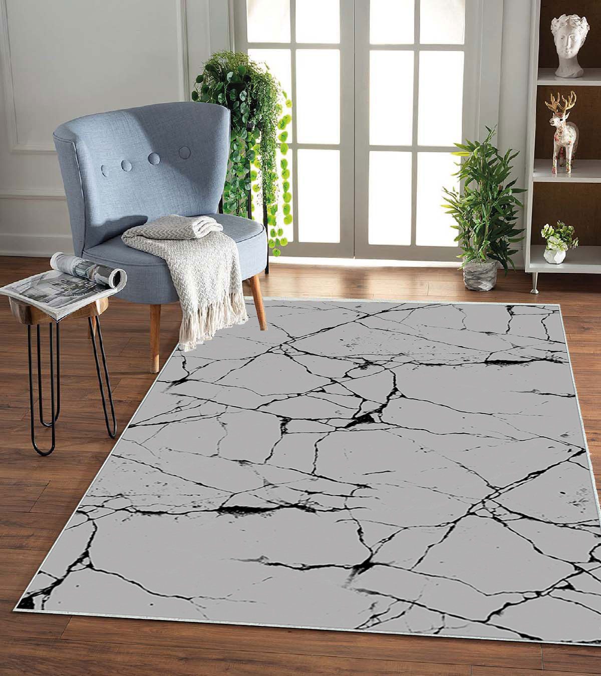 Jungengel Teppich Wohnzimmer Marmor Grau Flach günstig online kaufen