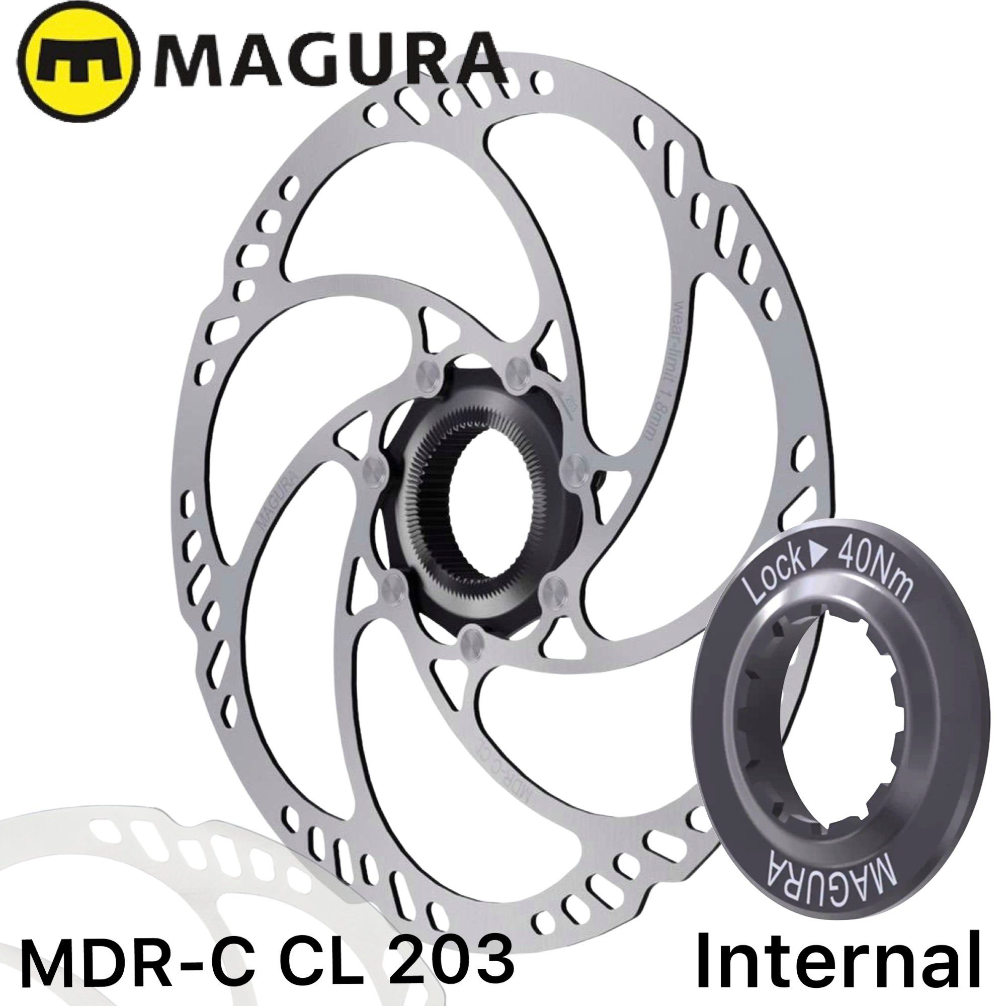 Magura Scheibenbremse Magura Lock 203mm Bremsscheibe MDR-C CL, Schnellspannachse Ø Center