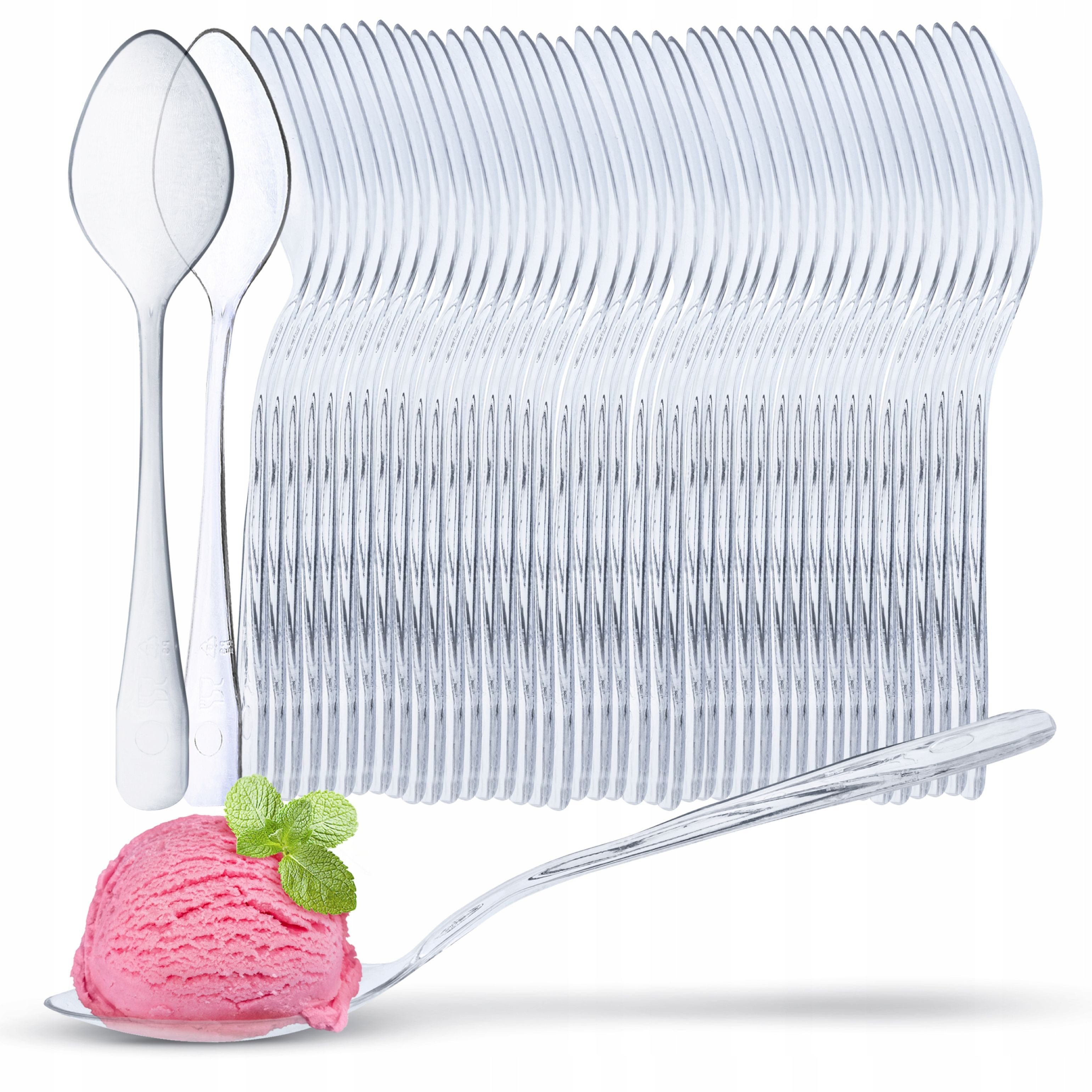 AllBag Plastikbindegerät 50 transparente Plastiklöffel 12 cm Mehrweg Party Besteck PS