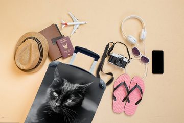 MuchoWow Handgepäckkoffer Porträt einer schwarzen Katze, 4 Rollen, Reisetasche mit rollen, Handgepäck für Ferien, Trolley, Reisekoffer