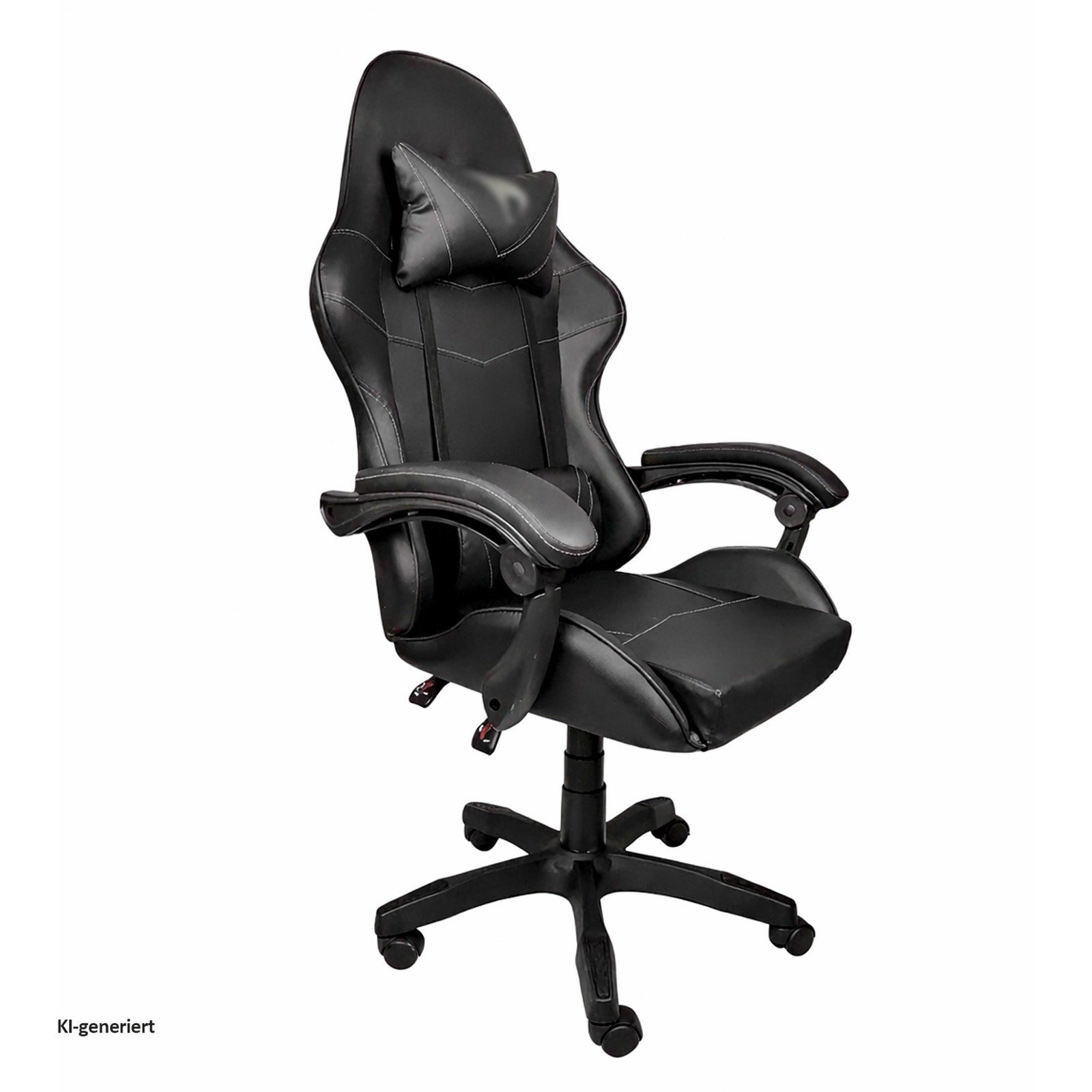 HTI-Living Gaming-Stuhl Drehstuhl Kunstleder Schwarz (Stück, 1 St), mit Nacken- und Lendenkissen – Bild 3 von 3