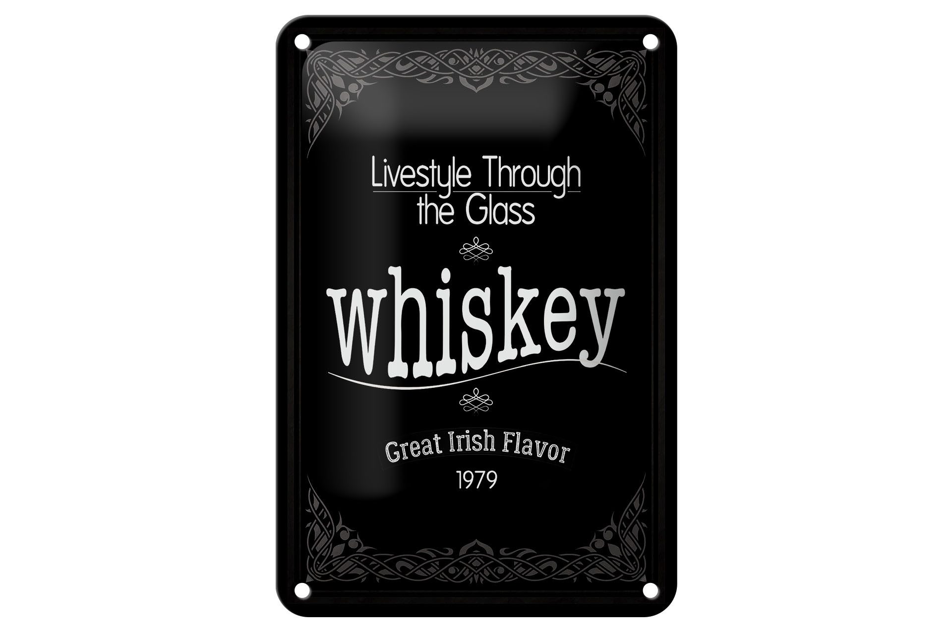 Metallschild Alkohol 12x18cm Whiskey livestyle trough