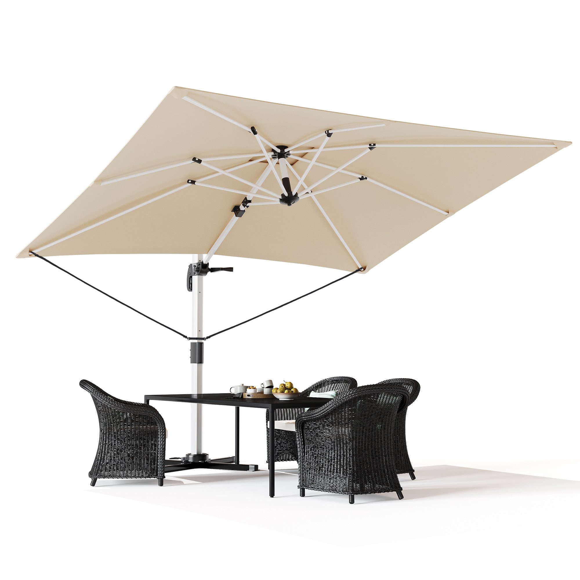 HOMALL Sonnenschirm 300x400 cm Ampelschirm mit Ständer, 360 Grad drehbar, UV-Schutz 50+, 300*400CM, φ330CM, 270*270CM, Gewicht 18-28KG, faltbar, geeignet für Garten, Terrasse, Schwimmbad