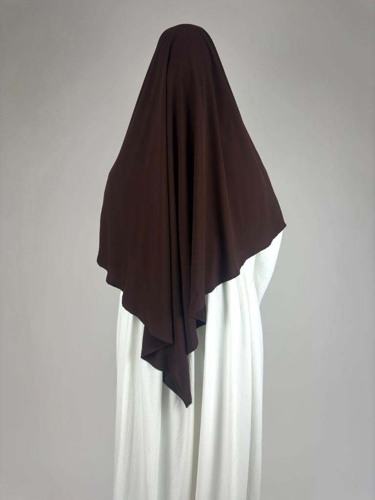 Dunkelbraun Medina Hiba Medine islamische Mode Einlagiger Seide Kopftuch Aymasal Seide Khimar