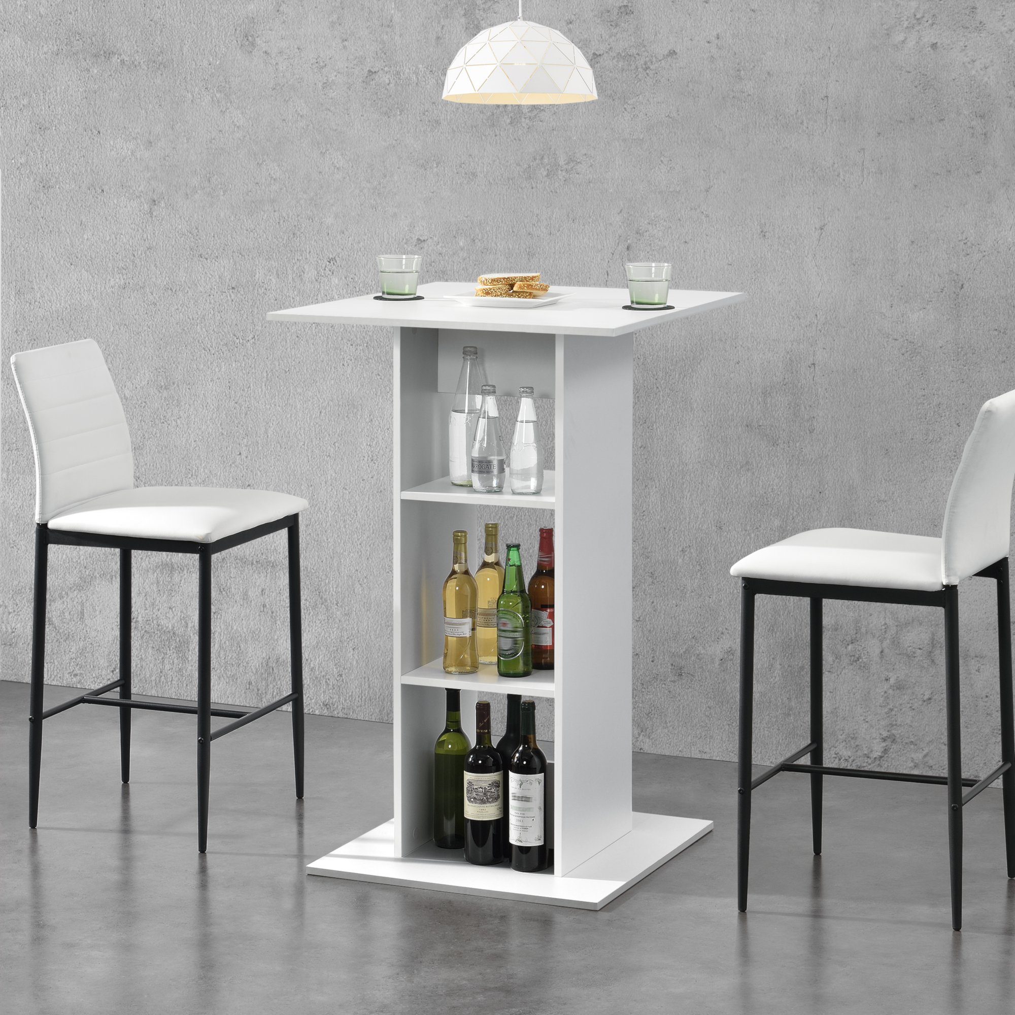 en.casa Bartisch (nur Tisch), »Visby« Bartheke 110x70x70cm Weiß weiß | weiß