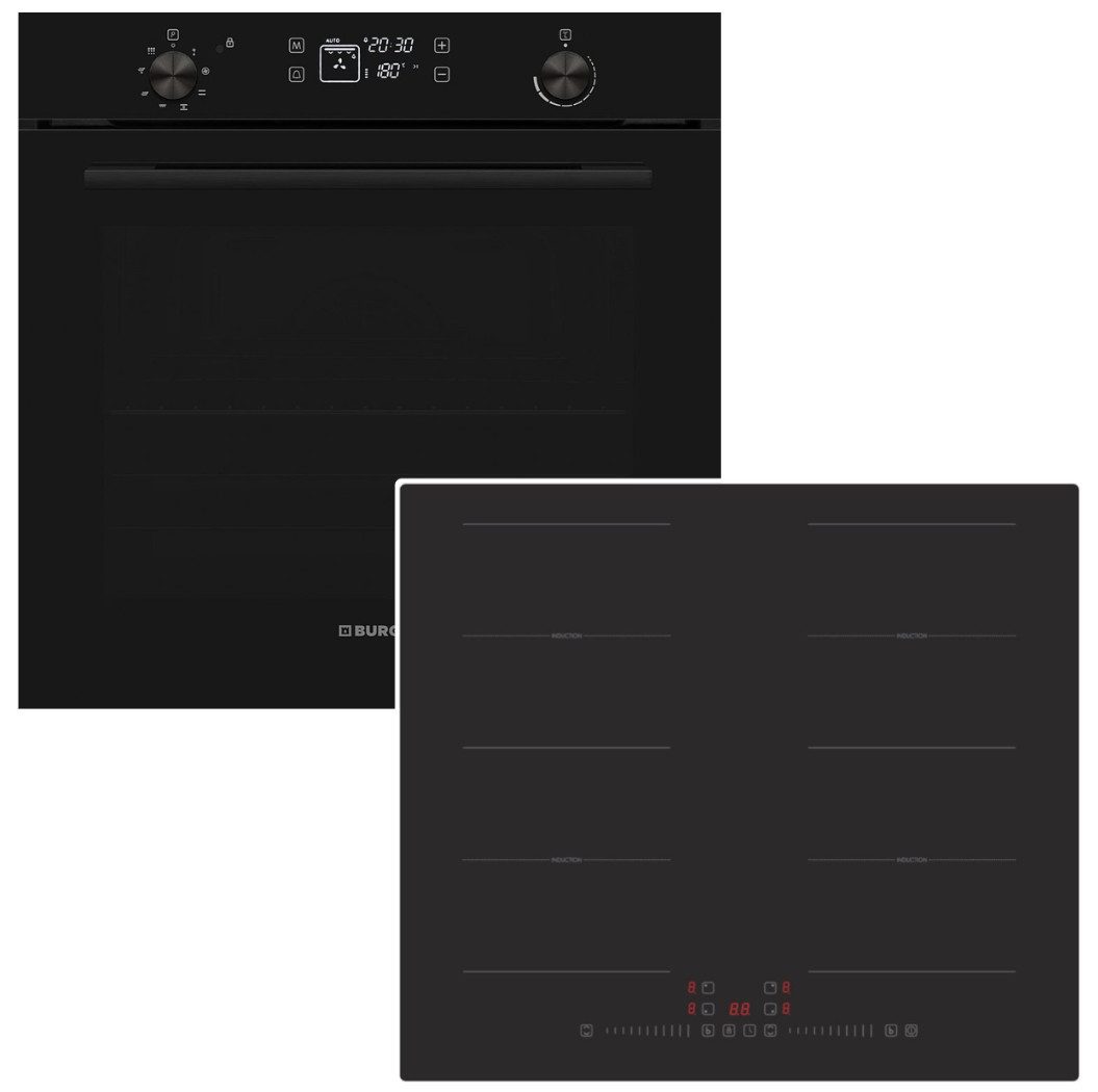 VESTEL Backofen-Set Backofen 78L Pyrolyse + PKM Induktionsfeld Flexzonen Booster Touch, Pyrolyse-Selbstreinigung