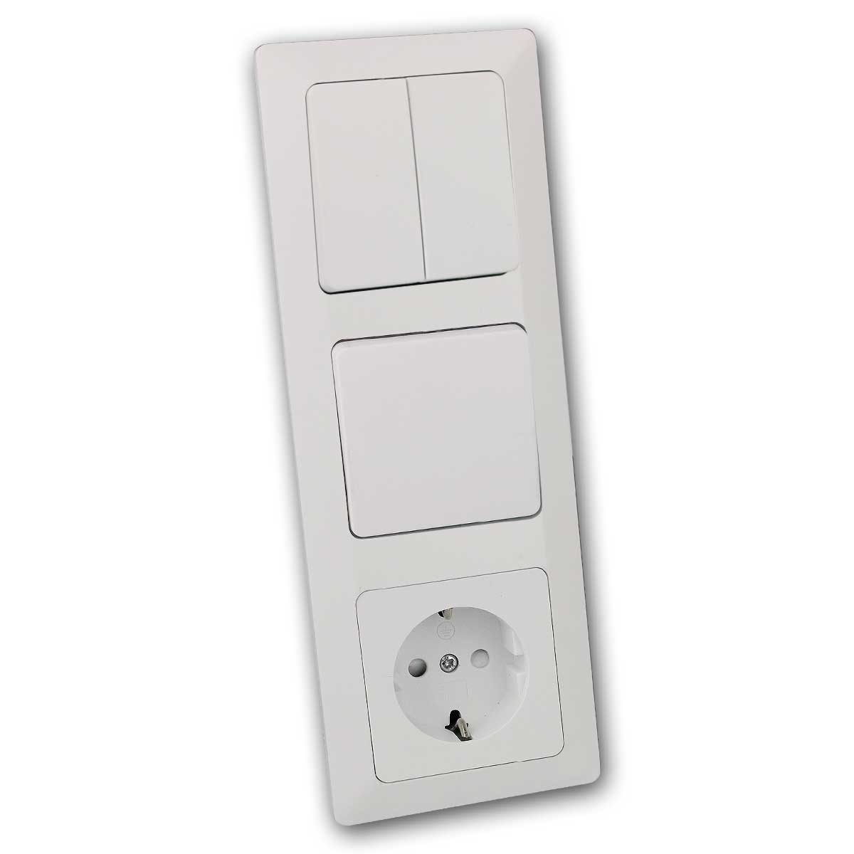 ChiliTec Unterputz-Steckdose MILOS Set "Tür 3-fach", 4-teilig, weiß, Kombinatio