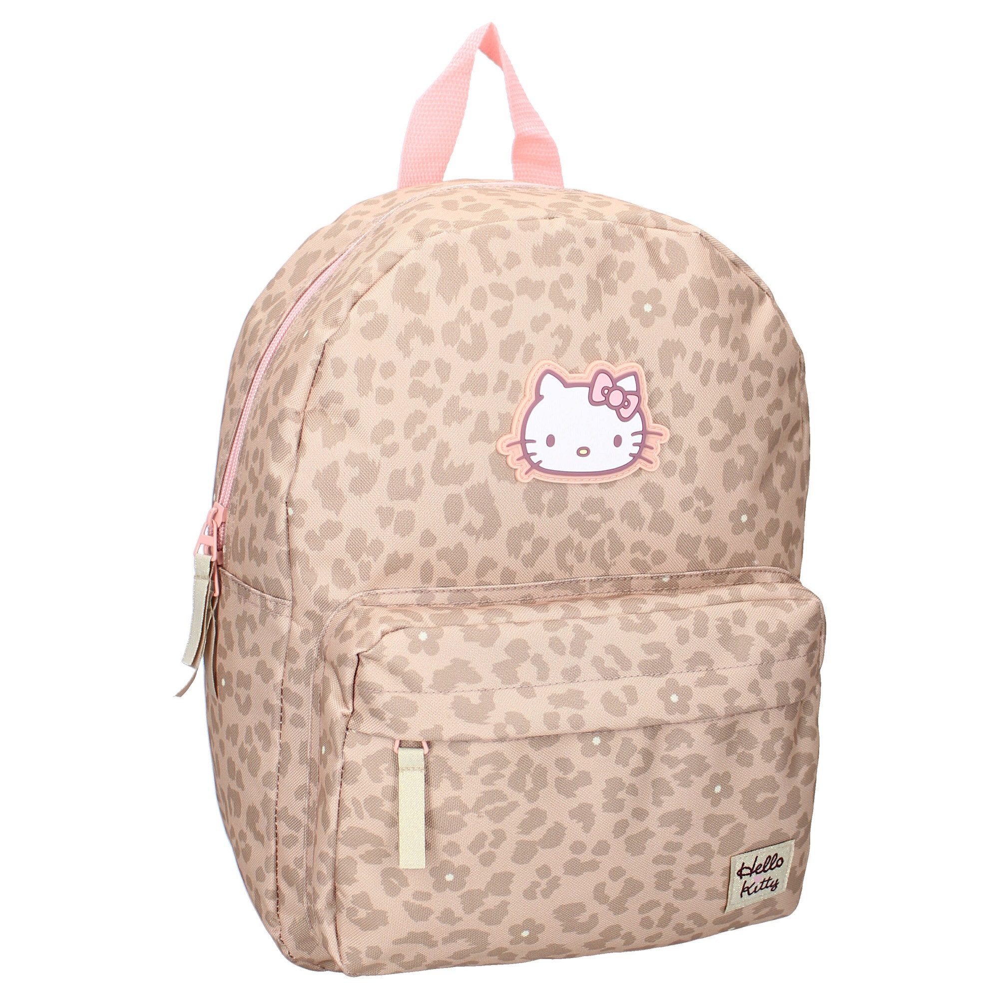 Vadobag Kinderrucksack Hello Kitty Rucksack Kinder – Leopard Print Schulrucksack Mädchen Rosa