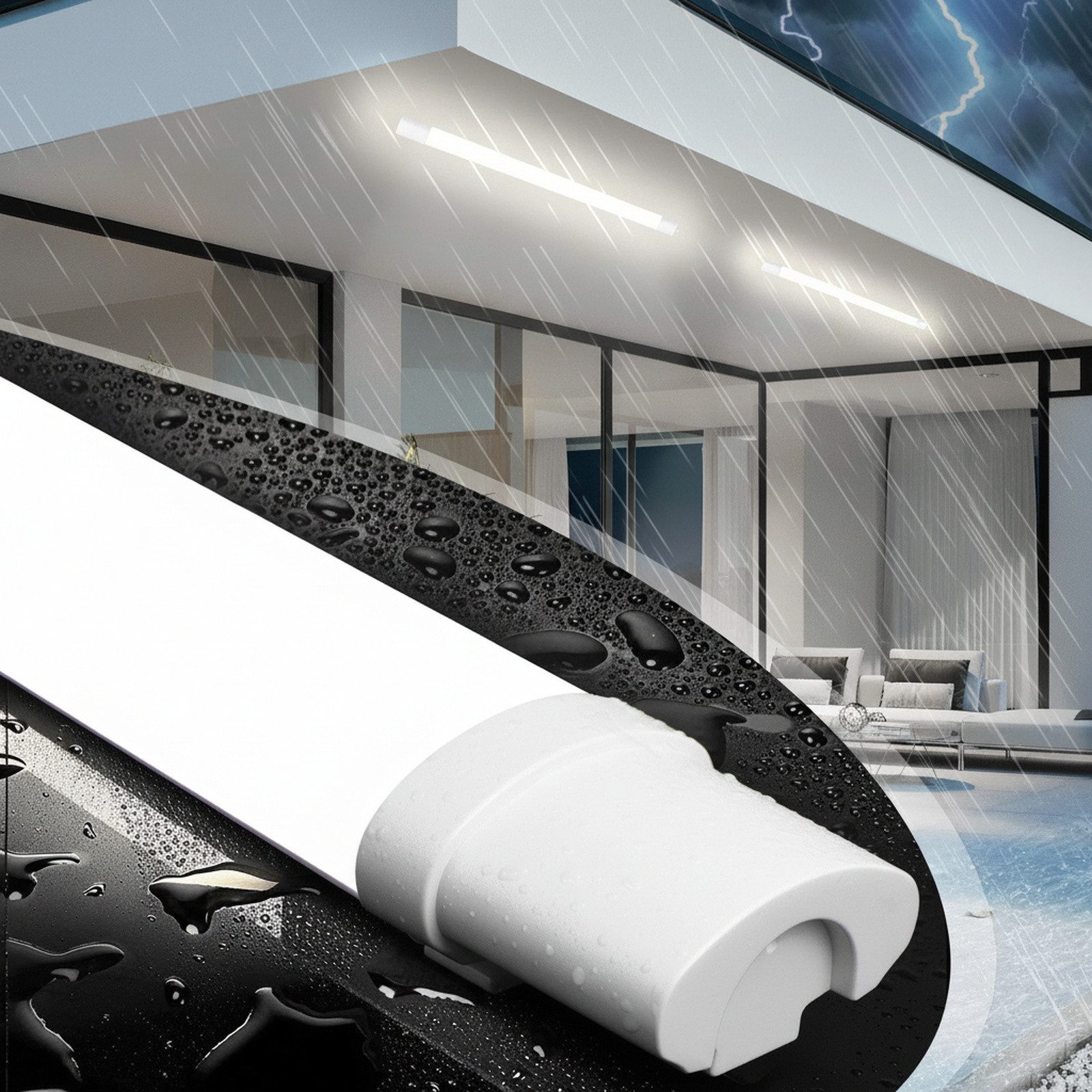 Nettlife Deckenleuchte LED Außenleuchte 90CM Led Röhre 24W Kellerlampe 5000K, LED fest integriert – Bild 3 von 5