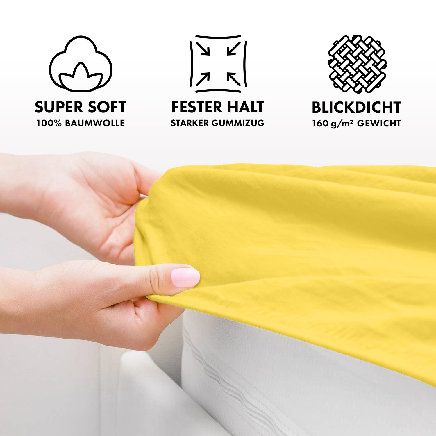 Jacobson Spannbettlaken TOPPER aus 100% Baumwolle, Jersey Bettlaken 160 g/m², Spannbetttuch mit Gummizug, pflegeleicht & viele Farben – Bild 3 von 5