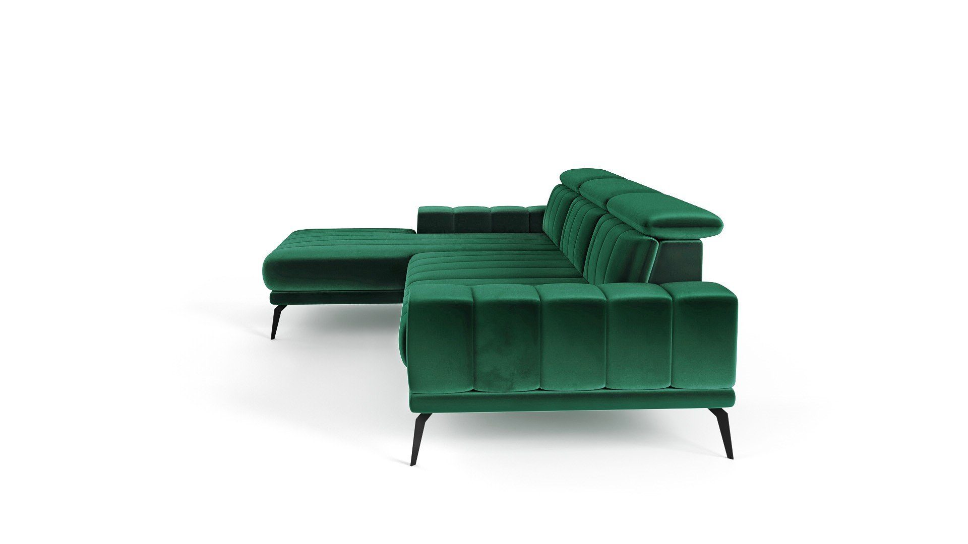 verstellbare - 278 Siblo Ecksofa - - Metallfüße Ein ein stilvolles Kopfstützen x 184 Farben - Ecksofa Salvio modernes Wohnzimmer x für Grün viele Ecksofa cm 98 modernes -