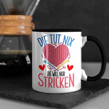 Trendation Tasse Lustige Stricken Tasse Geschenk für Häckeln Rentnerin Oma