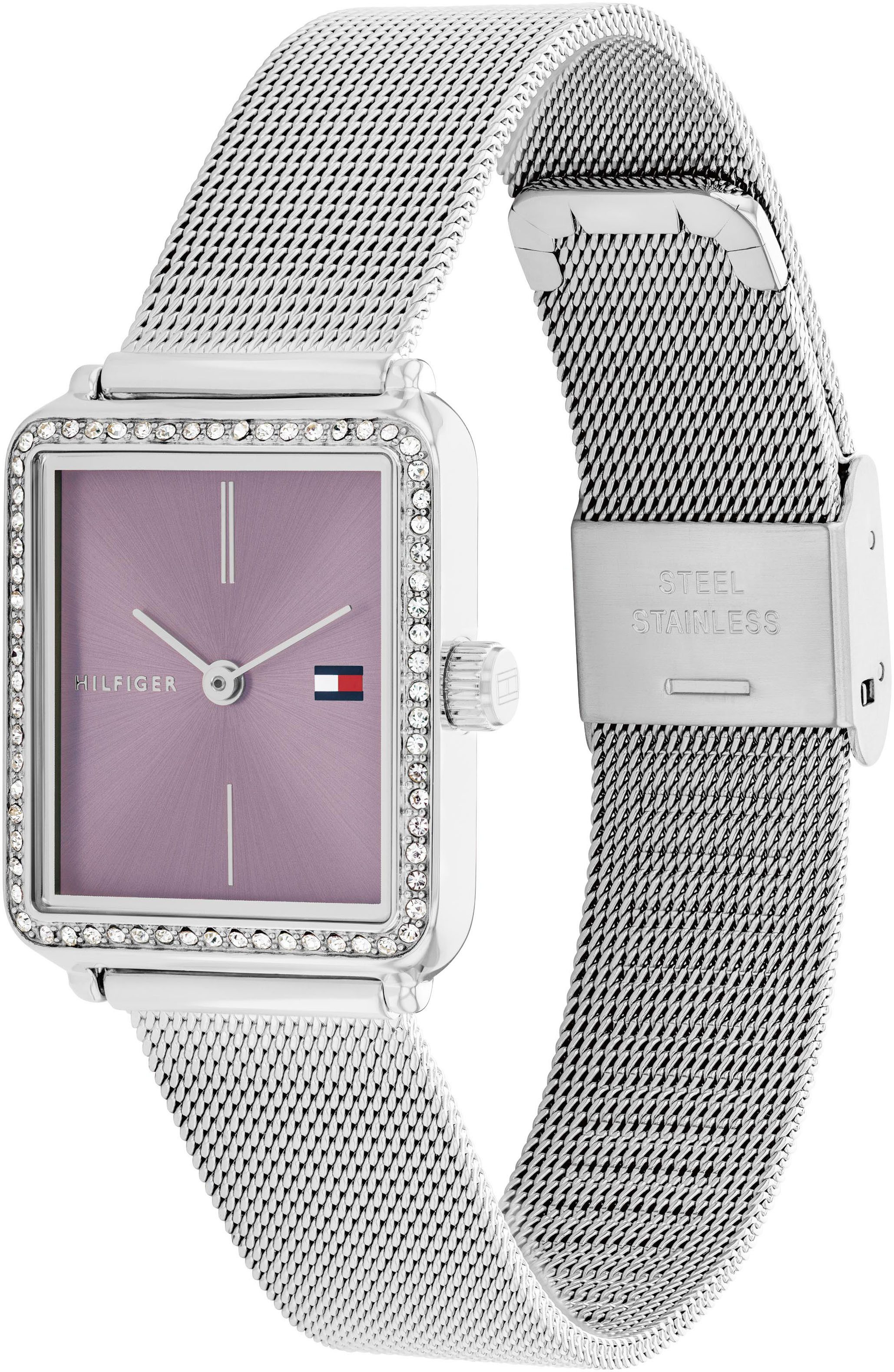 Tommy Hilfiger Quarzuhr TEA TANK 1782790, Armbanduhr, Damenuhr, Edelstahlar günstig online kaufen