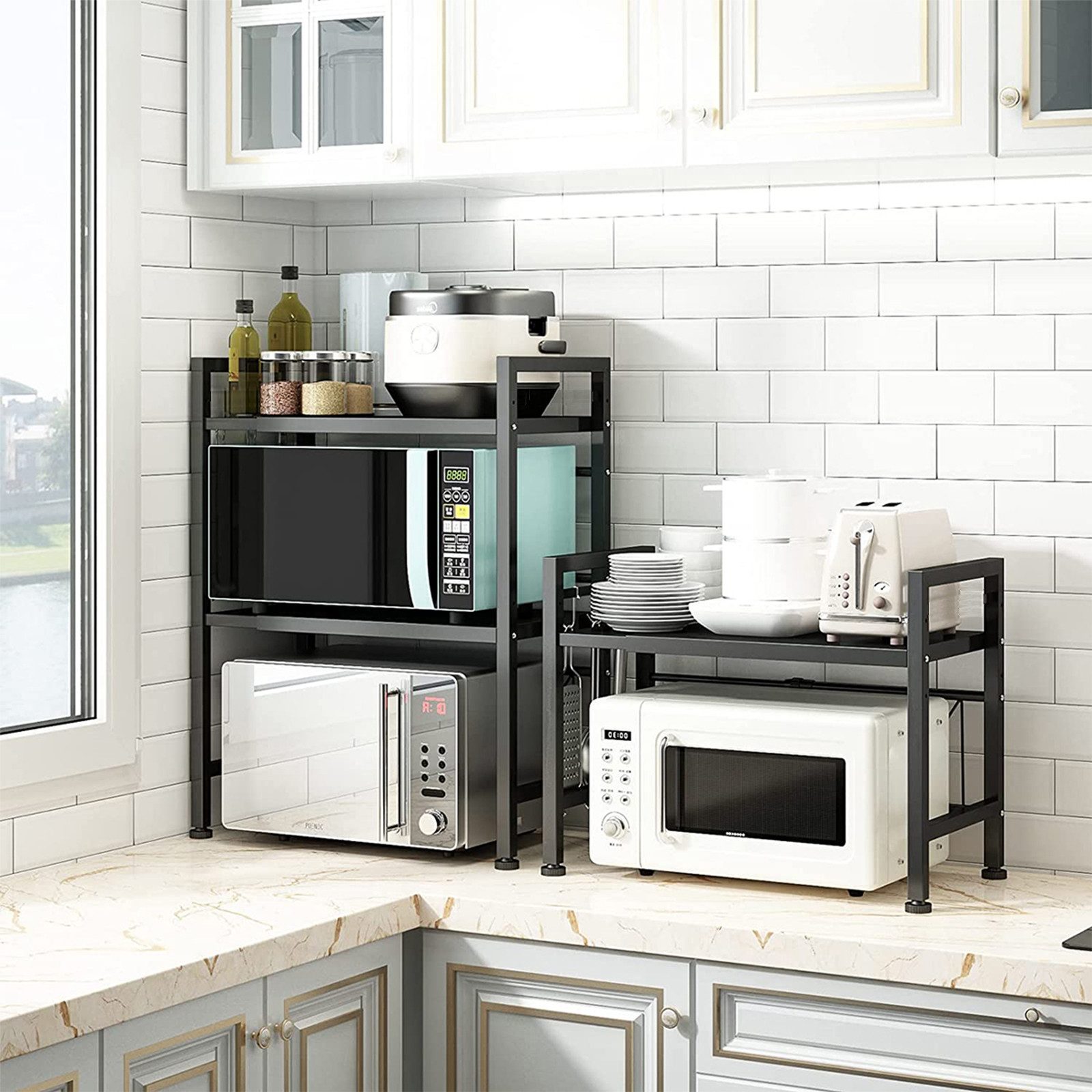 JEOBEST Regalelement Küchenregal Mikrowellenregal 2/3Stufig Erweiterbares M günstig online kaufen