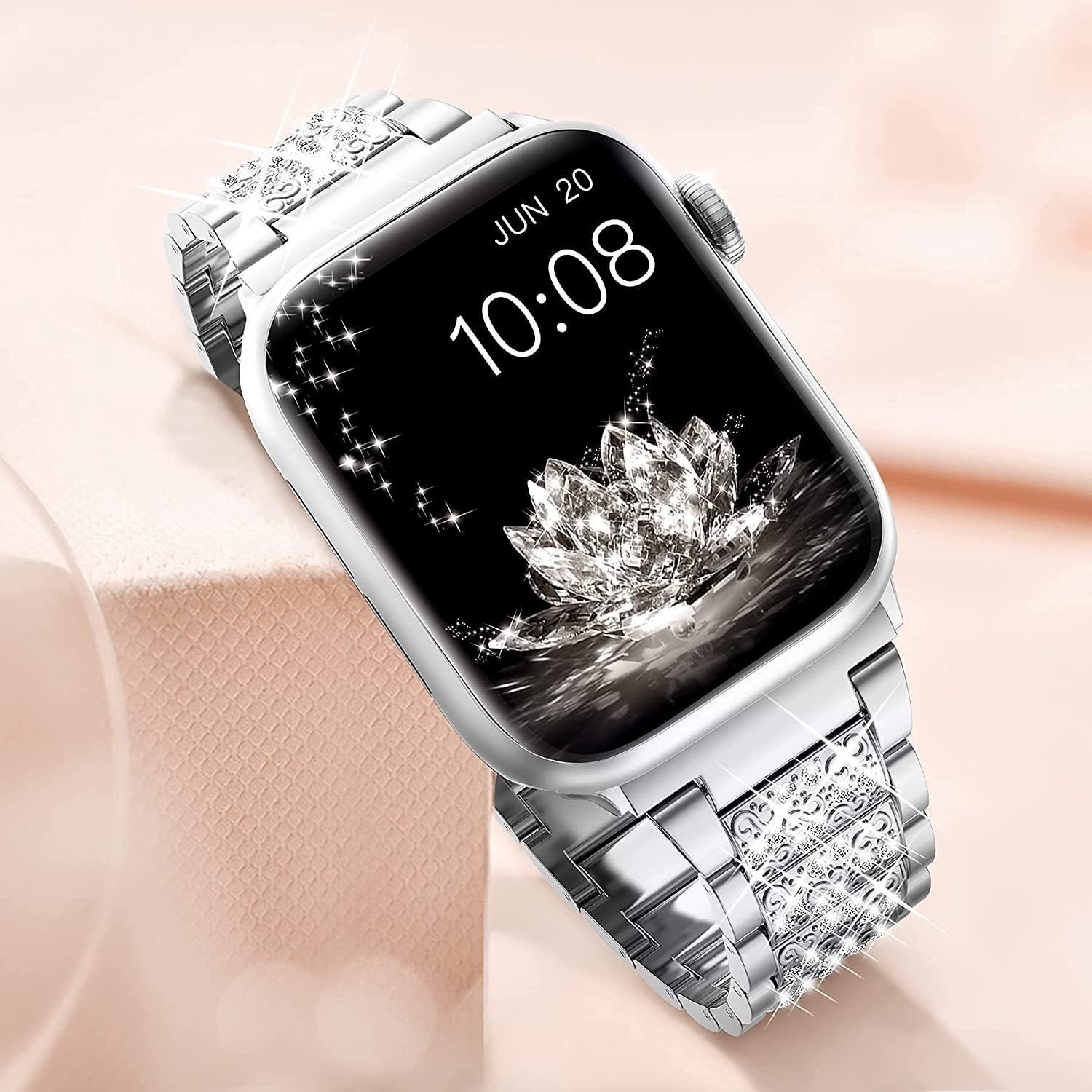 ELEKIN Smartwatch-Armband Für Apple Watch Silber Armband,41 Serie 7654321 mm-38 mm-45 mm,42 mm