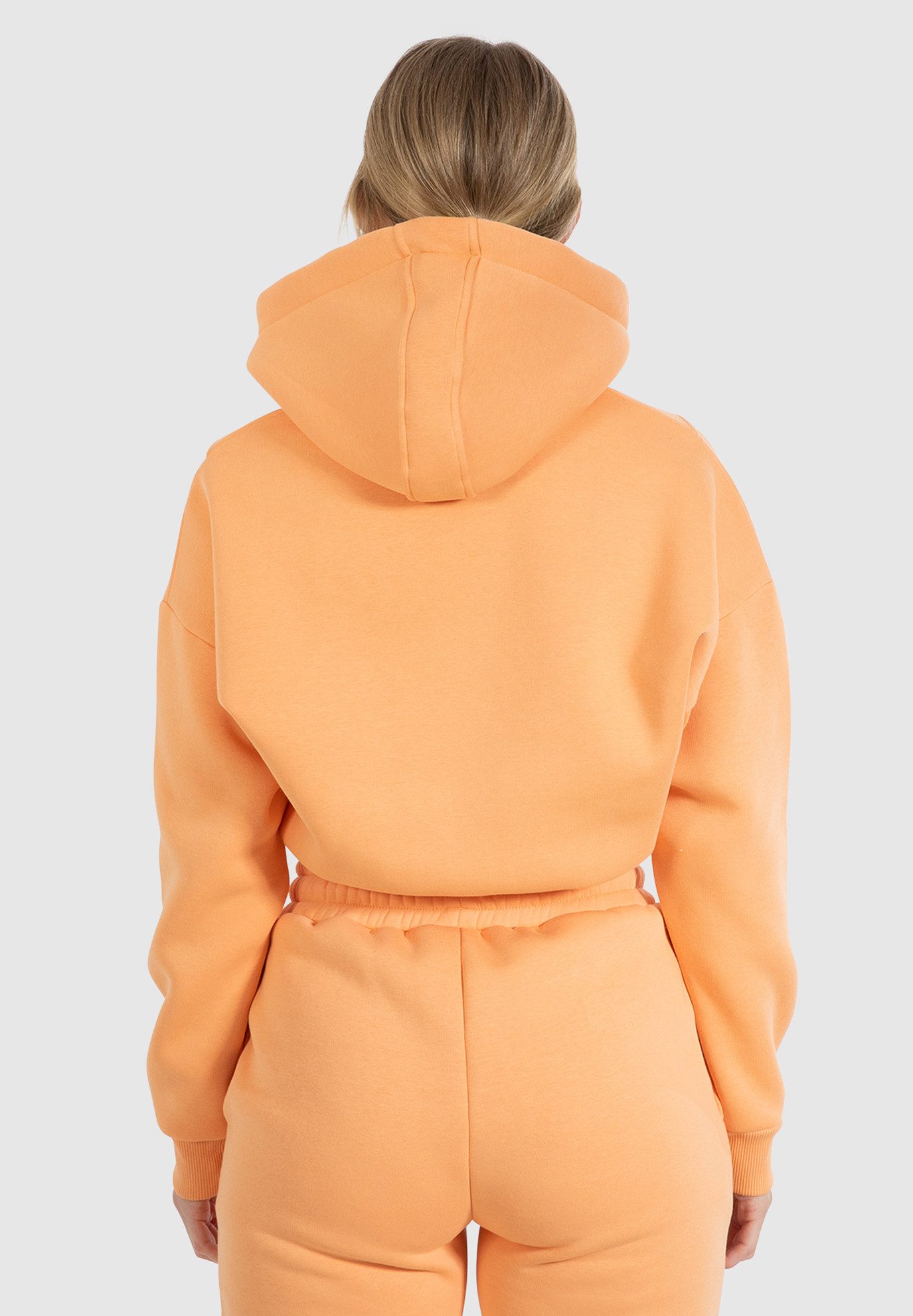 Smilodox Kapuzensweatjacke Elma, Oversize Fit Kapuzen Zip Pullover mit Ton-in-Ton Reißverschluss Crop Zip Hoodie Relaxed Fit Große Kapuze Streetwear Sport Freizeit