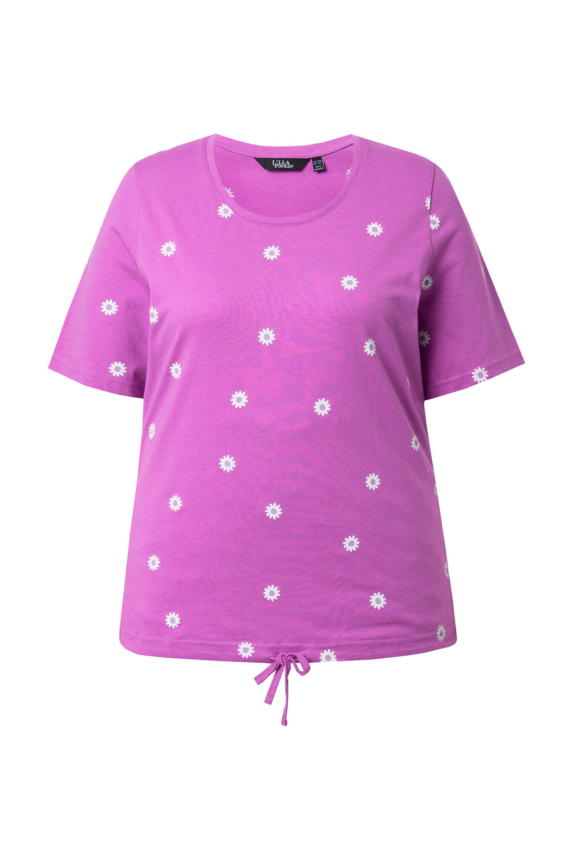 Ulla Popken T-Shirt T-Shirt Blüten Classic Rundhals Halbarm Tunnelzug günstig online kaufen