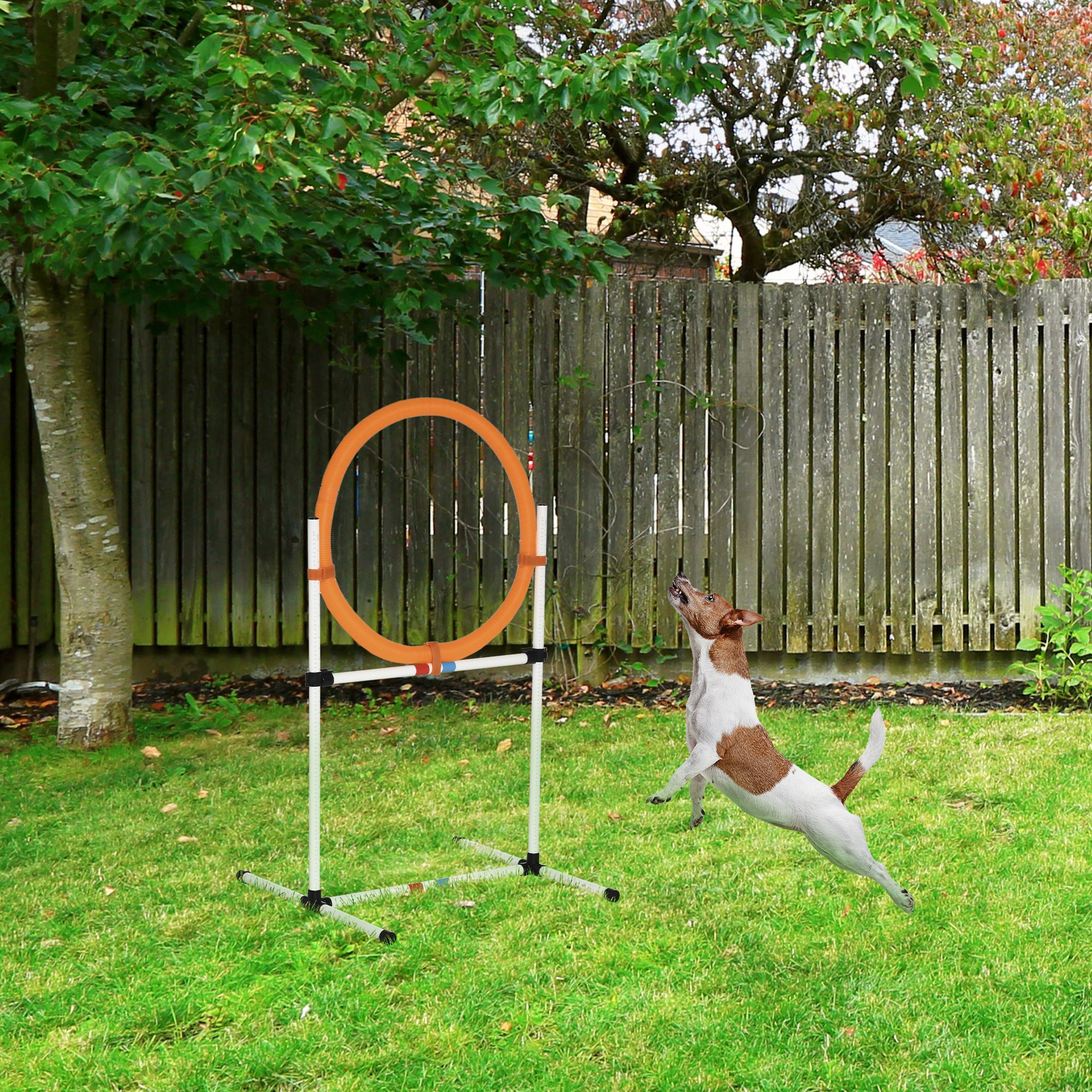 PawHut Hundetrainingsset für Agility-Training tragbar PE Weiß + Orange 74,5 x 66 x 91 cm von PawHut