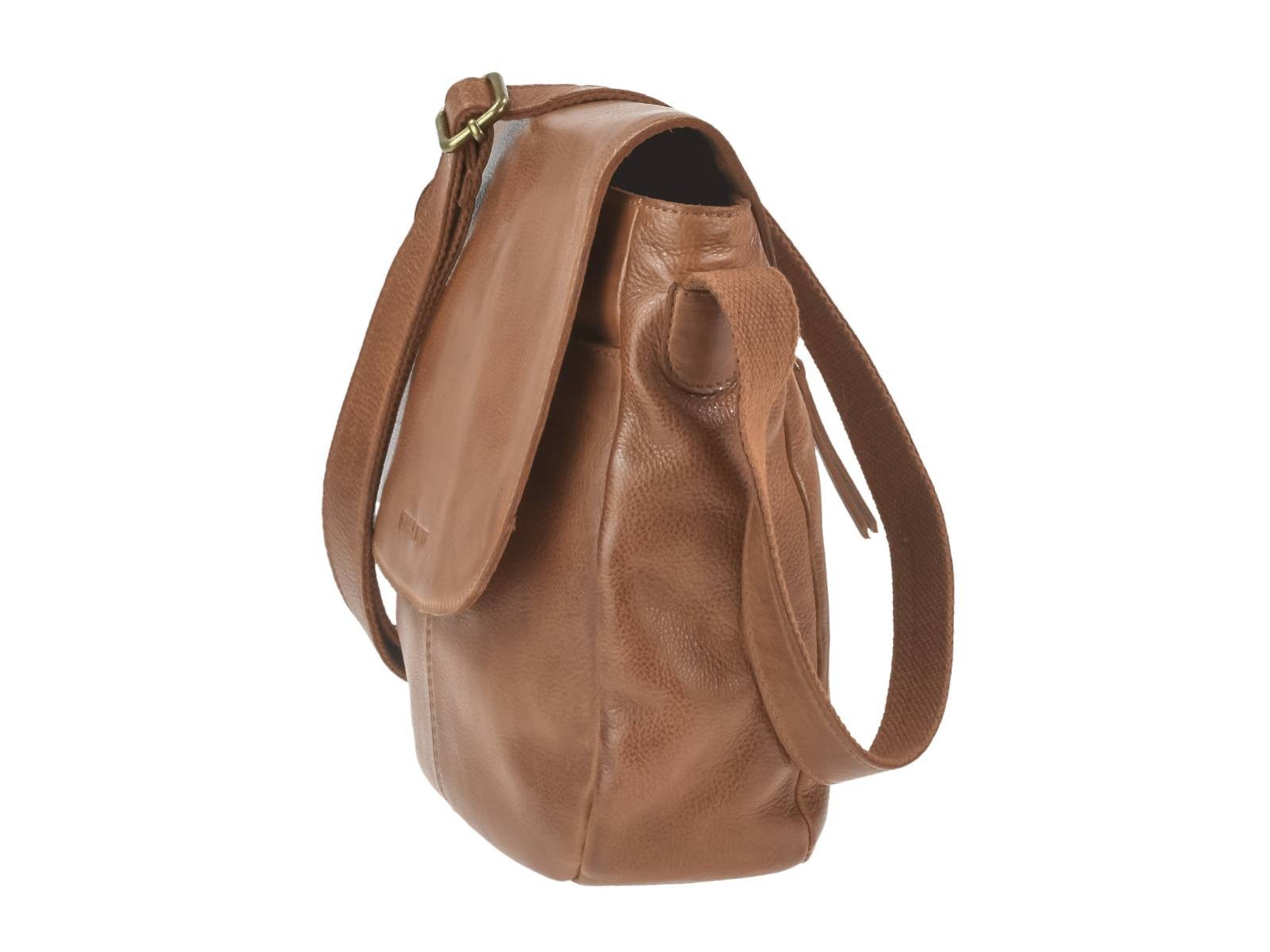 Greenburry Umhängetasche "Colombiana" Leder Damentasche kleine Schultertasche, Hauptfach 24x21cm, Schultergurt max. 145cm