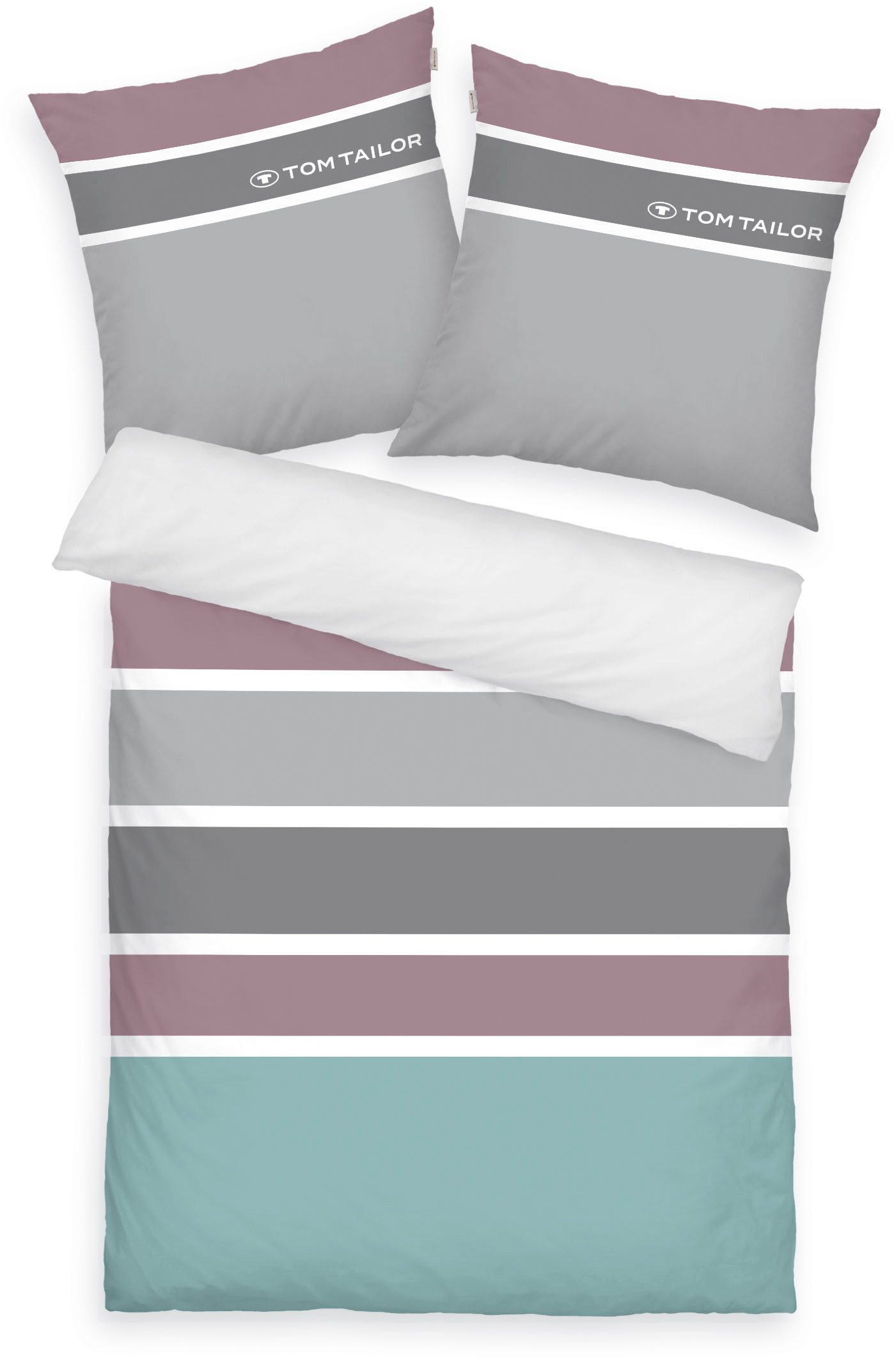TOM TAILOR HOME Bettwäsche Felix in Gr. 135x200 oder 155x220 cm, Renforcé, 3 teilig, mit GRATIS-Zugabe: Gästehandtuch (100% Baumwolle), mit Reißverschluss – Bild 4 von 5