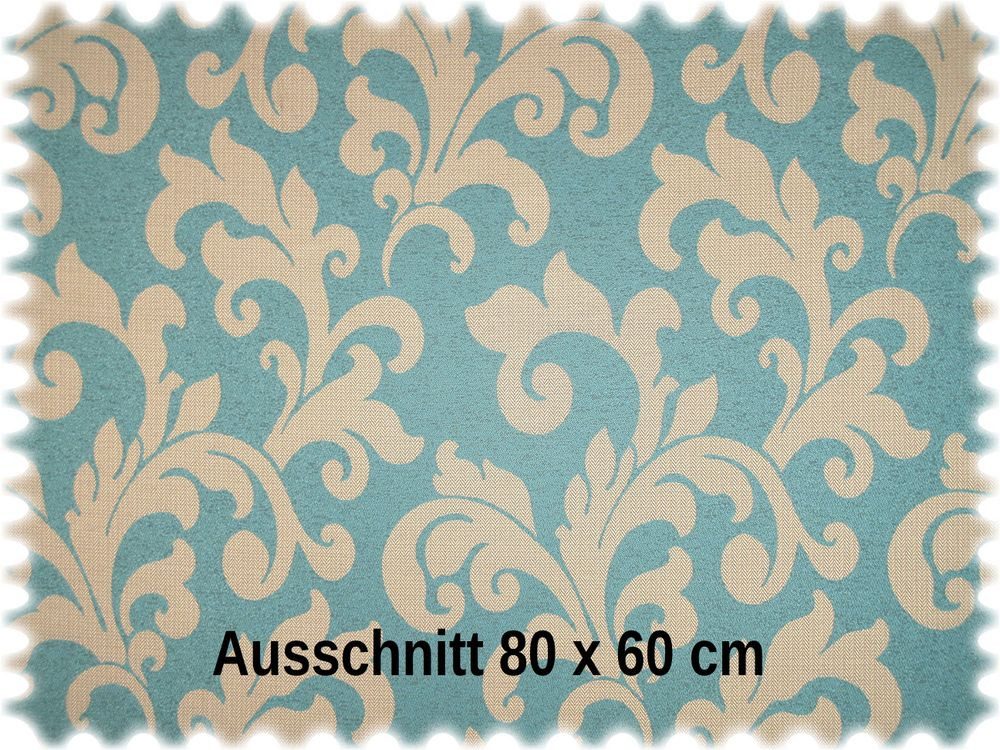Heiro Stoff AKTION Jacquard Ornament Möbelstoff Hixon Türkis B1, Polsterstoff Meterware - Breite:140 cm