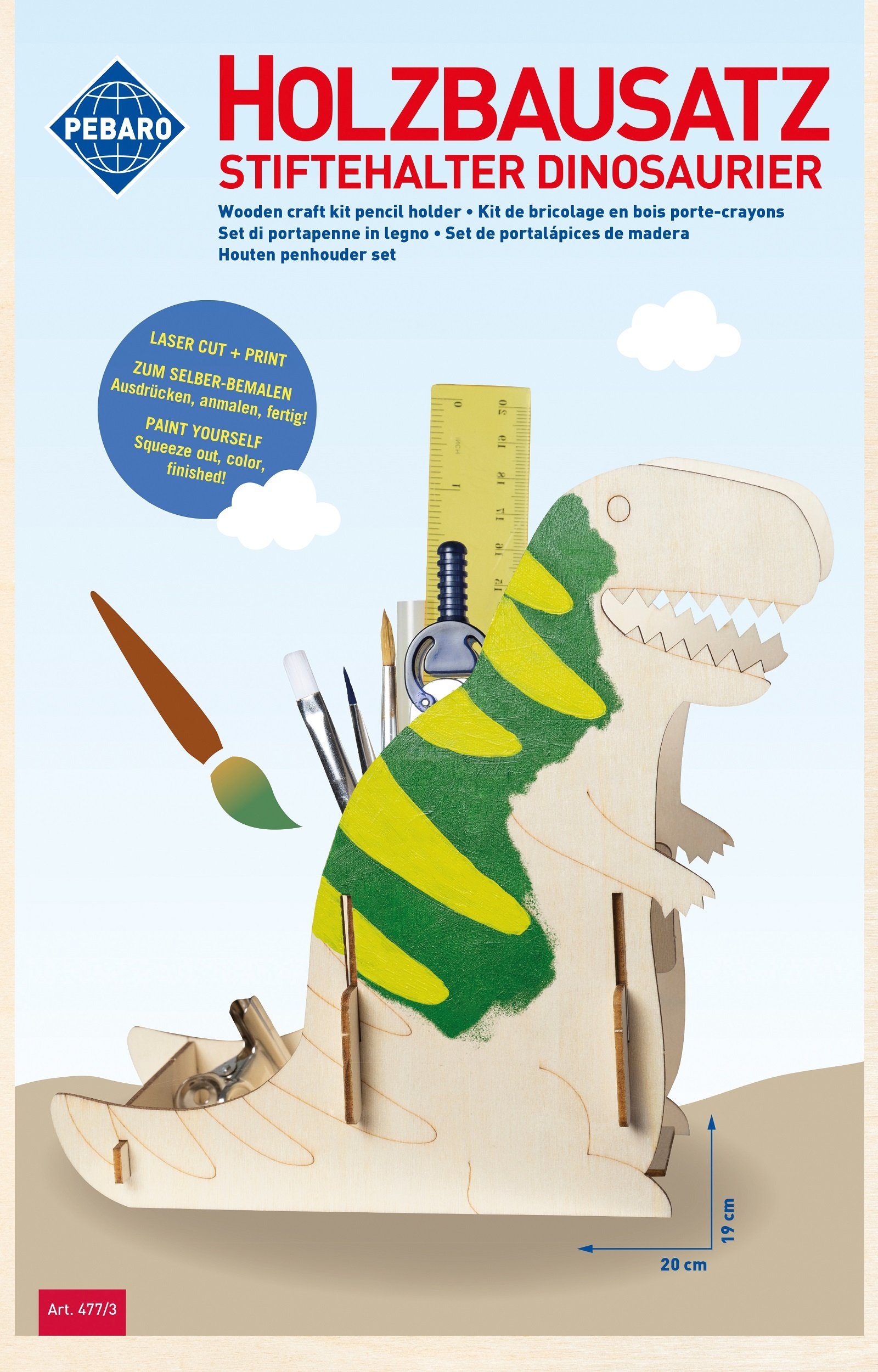 Pebaro 3D-Puzzle Holzbausatz Laser cut Stiftehalter Dinosaurier, 477/3, 7 P günstig online kaufen