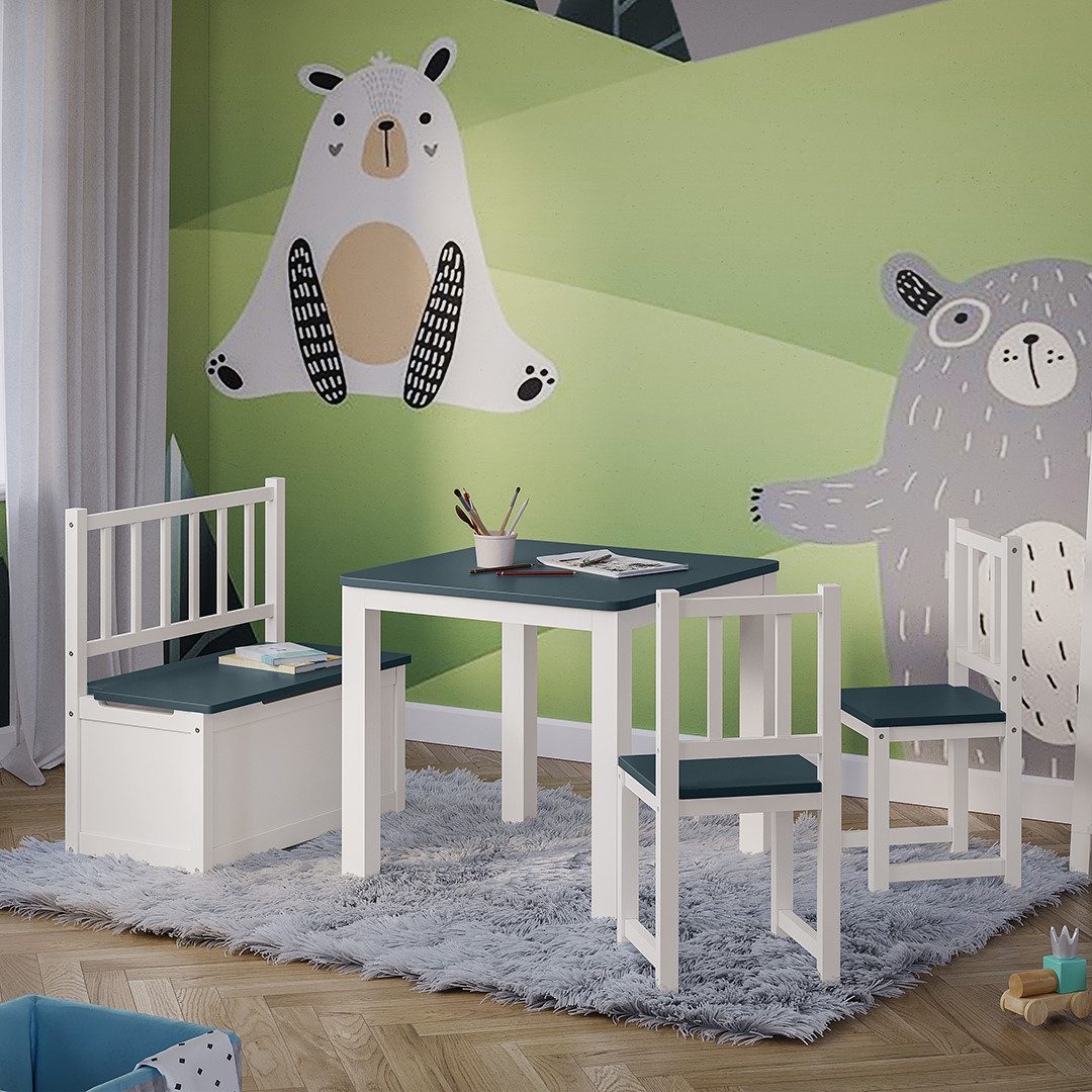 Bellabino Kindersitzgruppe Sora, (2 Stühle, 1 Sitzbank und 1 Tisch), Holzsi günstig online kaufen