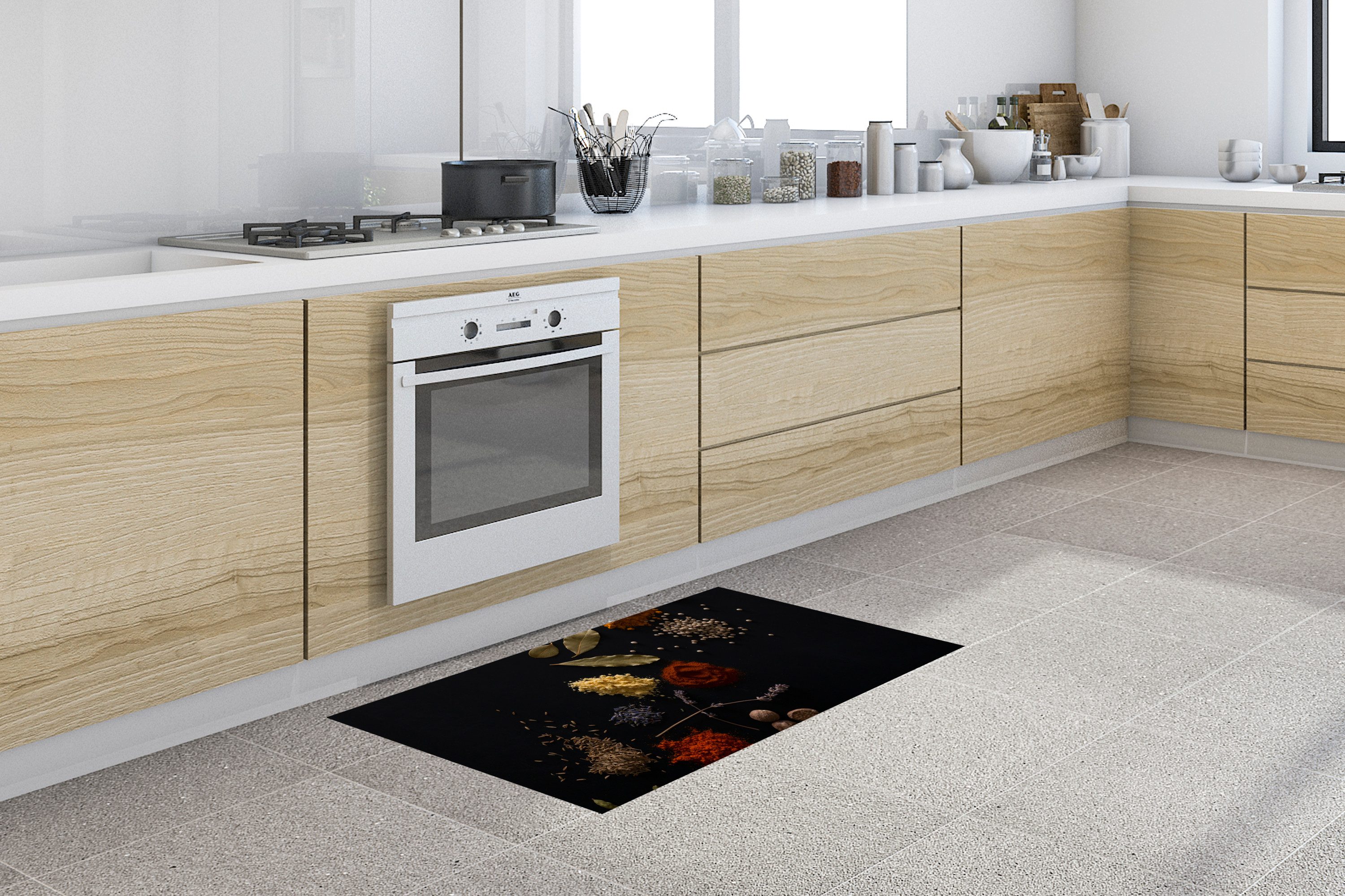 MuchoWow Küchenläufer Kräuter - Schwarz - Gewürze - Küche - Kochen, aus Kun günstig online kaufen