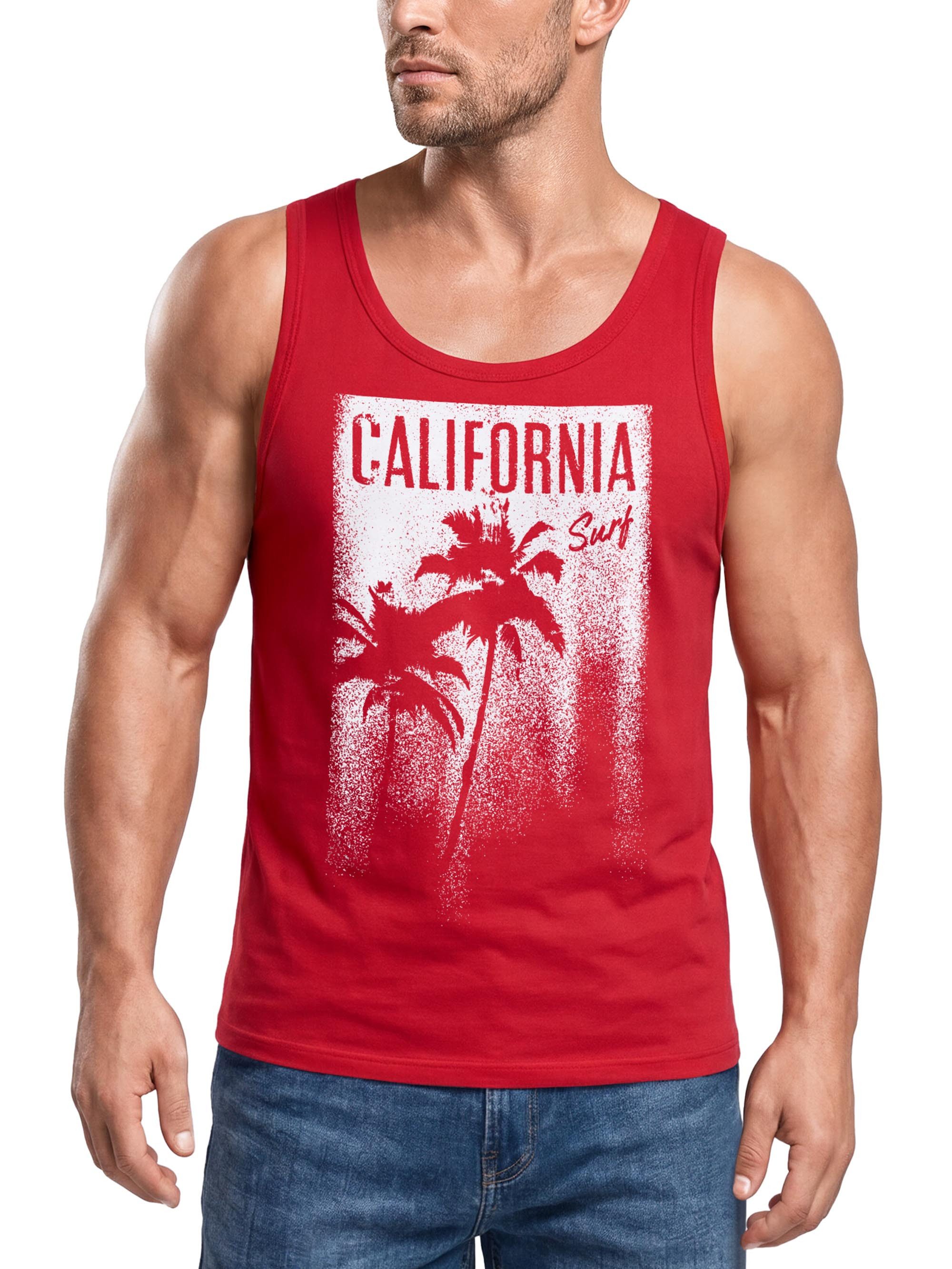 Neverless Tanktop Cooles Herren Tank-Top California Surf Palmen Neverless® mit Print