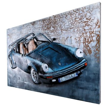 Home4Living Metallbild Wandbild Unikat Relief handgefertigt 115x75cm, Porsche 911 black, 3D
