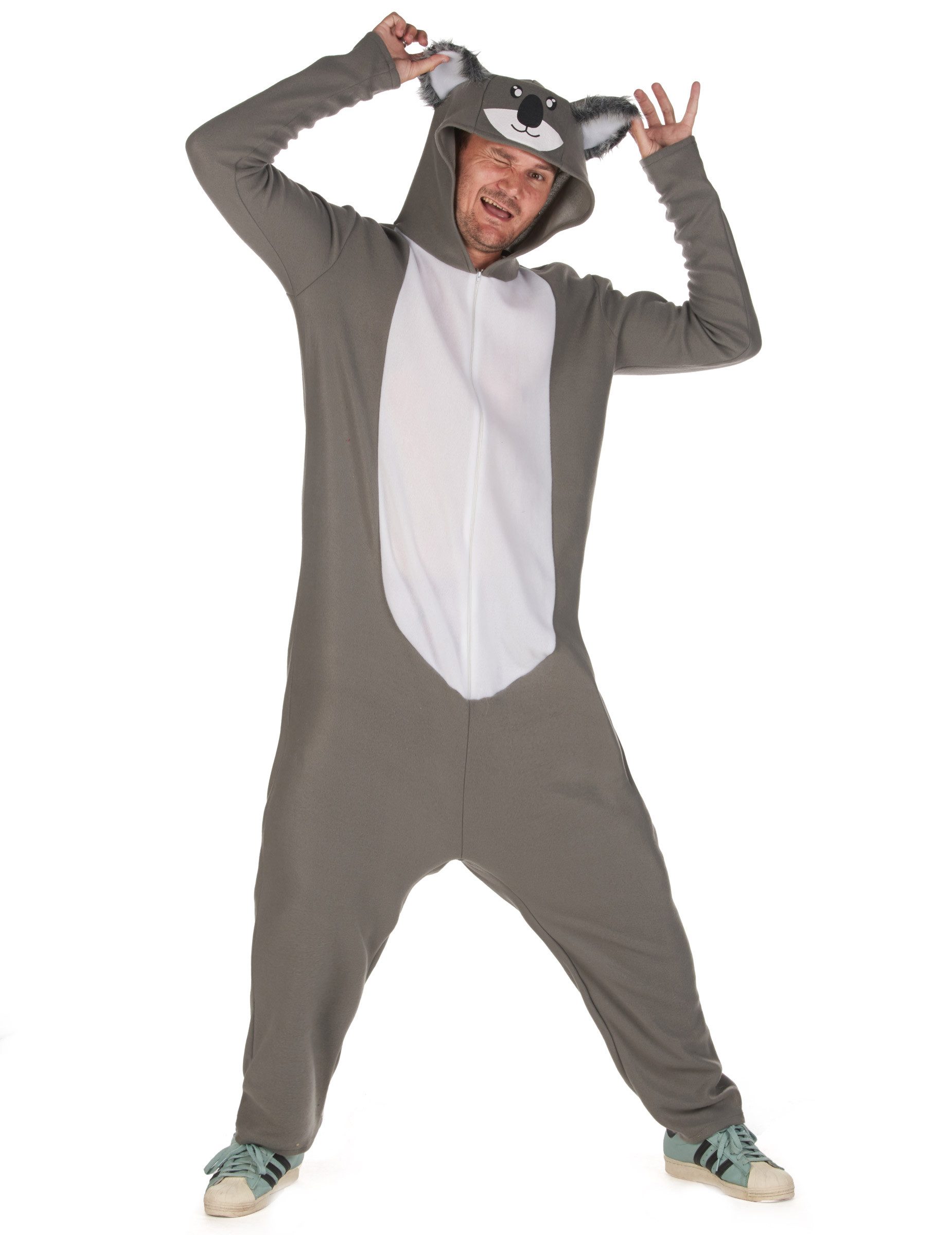 Kostüm Koala-Kostüm für Herren grau-weiß