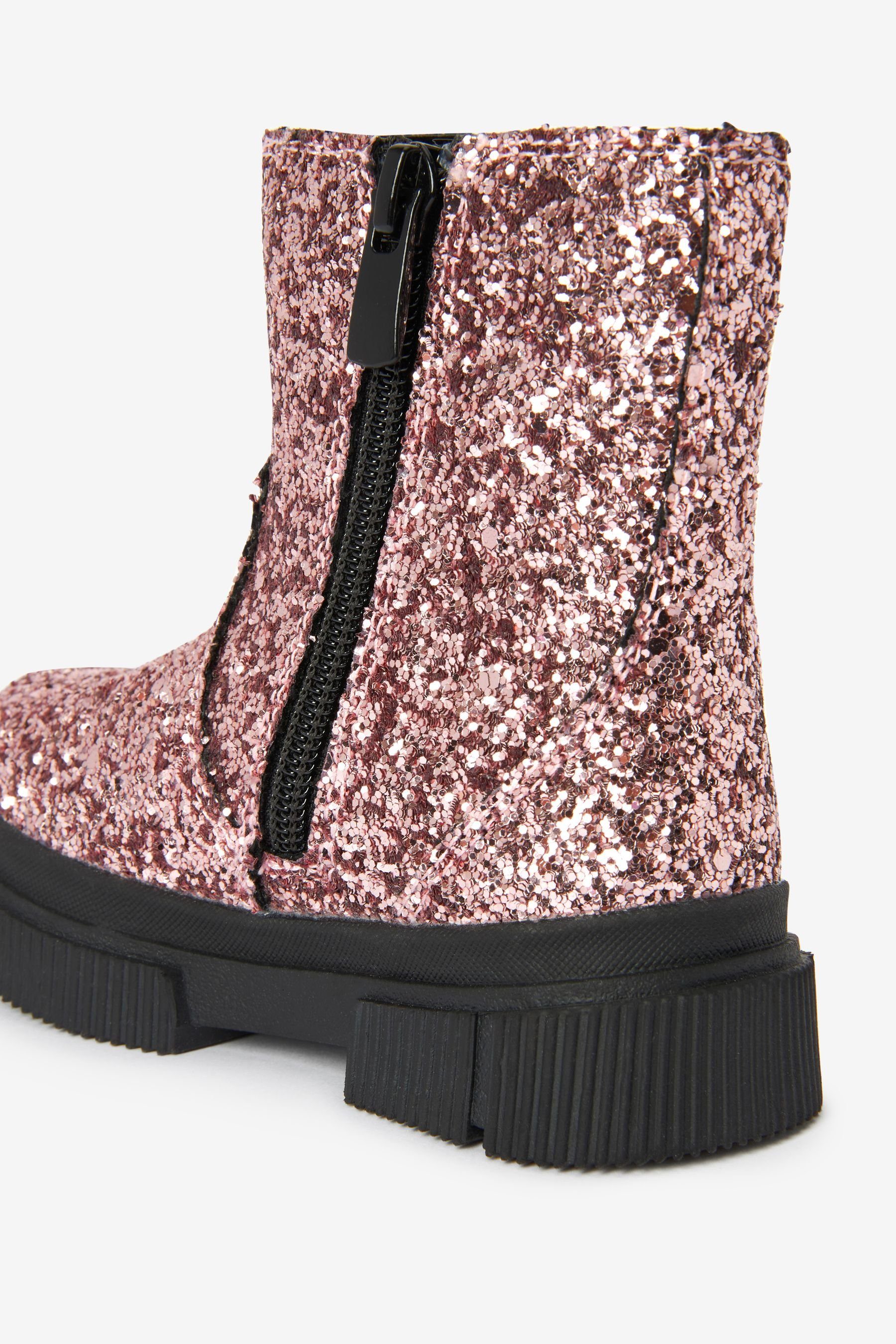 Next Robuste Chelsea-Boot Stiefelette (1-tlg) Glitter Pink