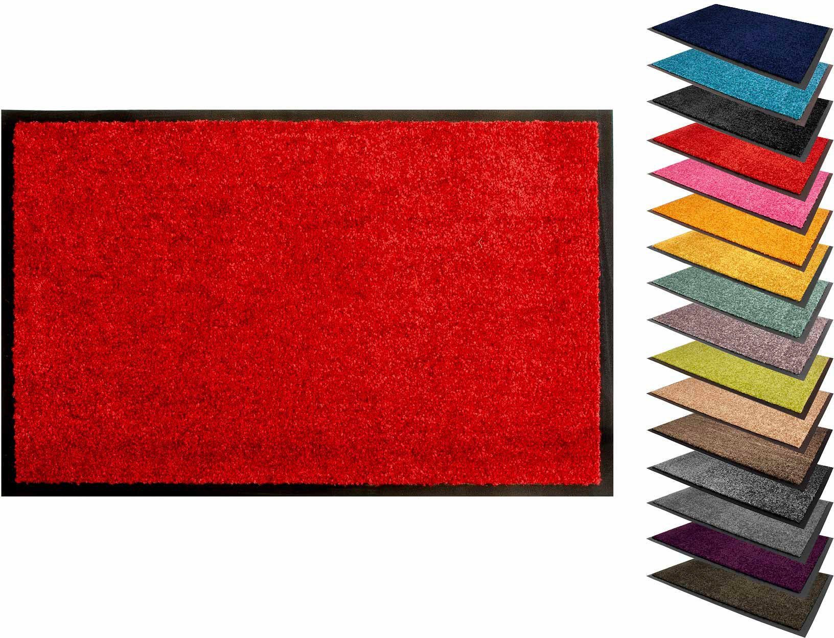 rot Primaflor-Ideen 8 Schmutzfangmatte, PRO, mm, in Fußmatte waschbar Höhe: Textil, Schmutzfangmatte rechteckig, CLEAN Uni-Farben, UV-beständig,