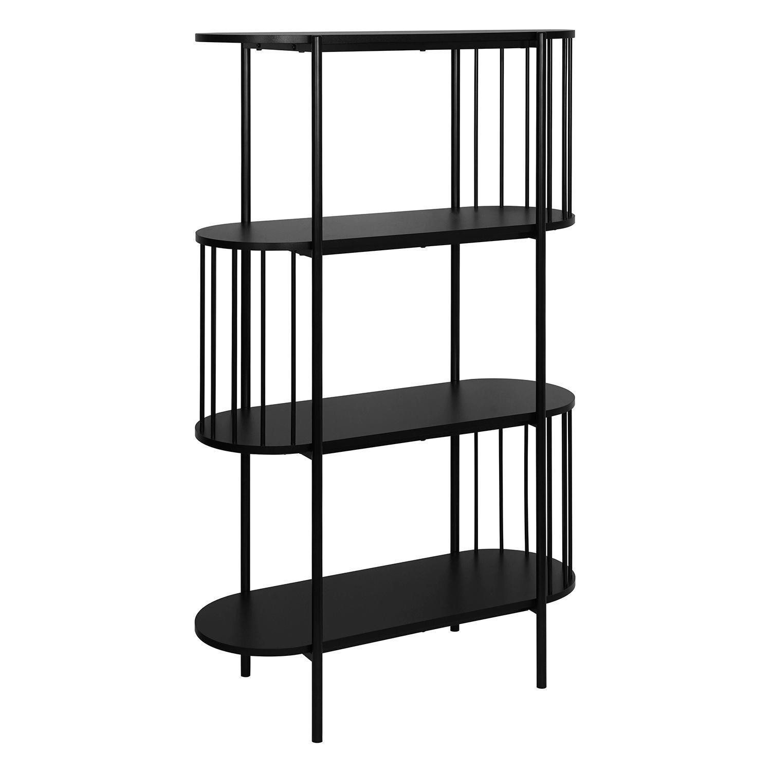 casa NOVA Regal AUGUST, 3 Fächer, Schwarz matt, Metall, B 80 x H 133 x T 34 cm