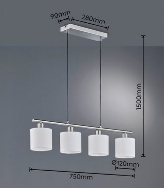 TRIO Leuchten Pendelleuchte Tommy, ohne Leuchtmittel, 4-flammige, höhenverstellbar in weiß-Nickel matt Optik, Hängeleuchte