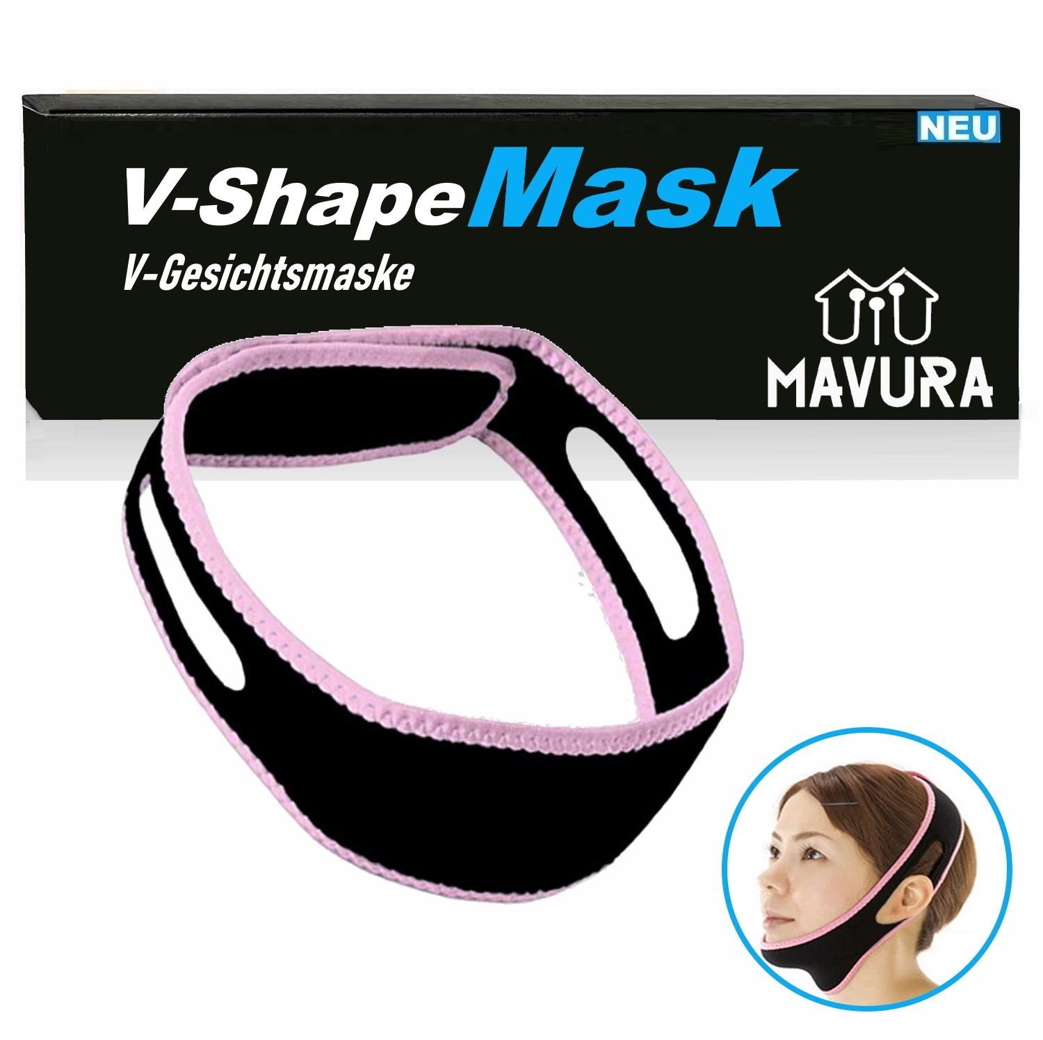 MAVURA Gesichtsmaske V-ShapeMask V-Linie Maske Gesichtsmaske Face-Lifting Anti Doppelkinn, Anti Falten Gesicht Straffung Gesichtslifting Schlankheitsmaske