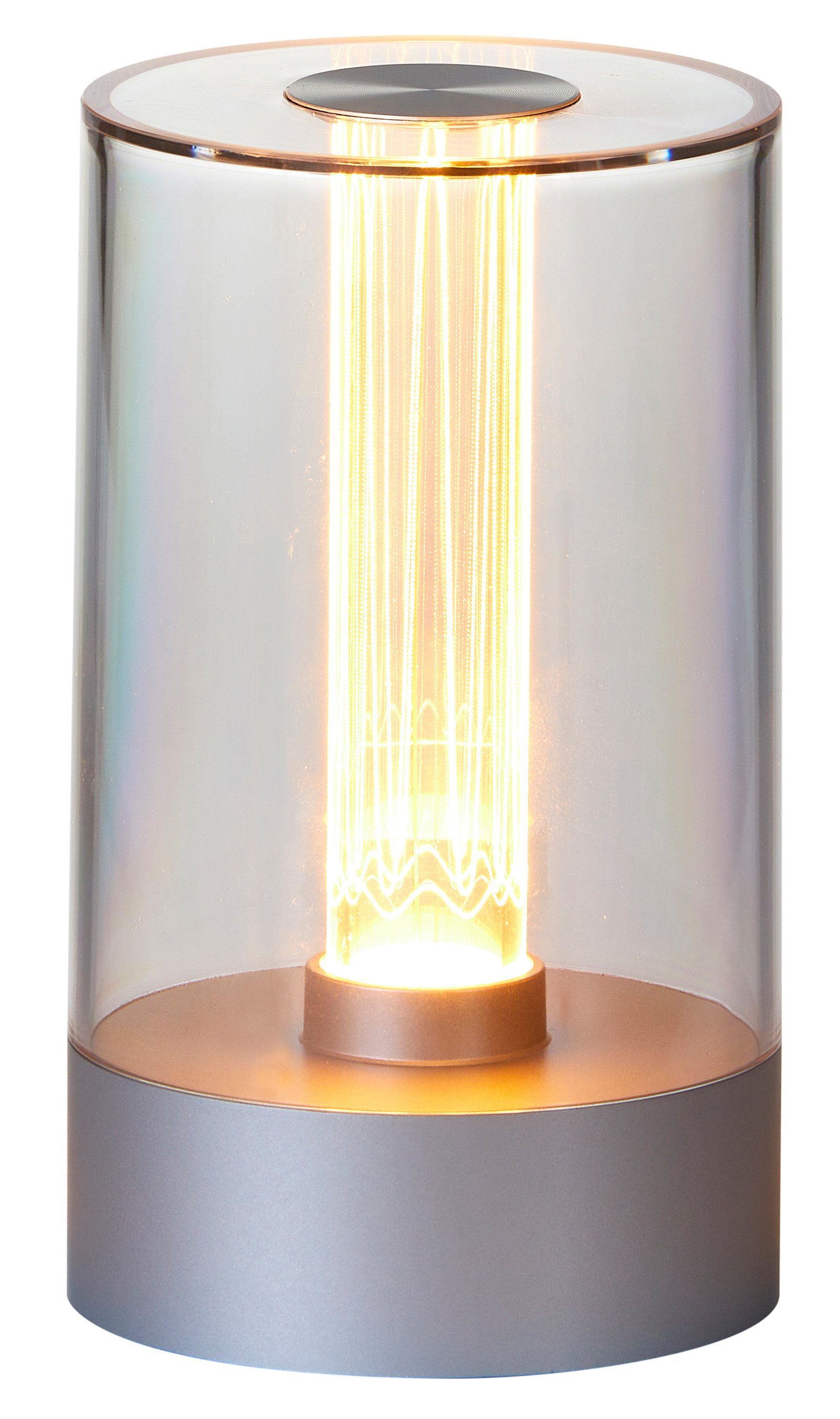 LED Tischleuchte Tischlampe Glühdraht Akku Design LED Akku Silber aufladbarer mit Nachttischlampe Northpoint