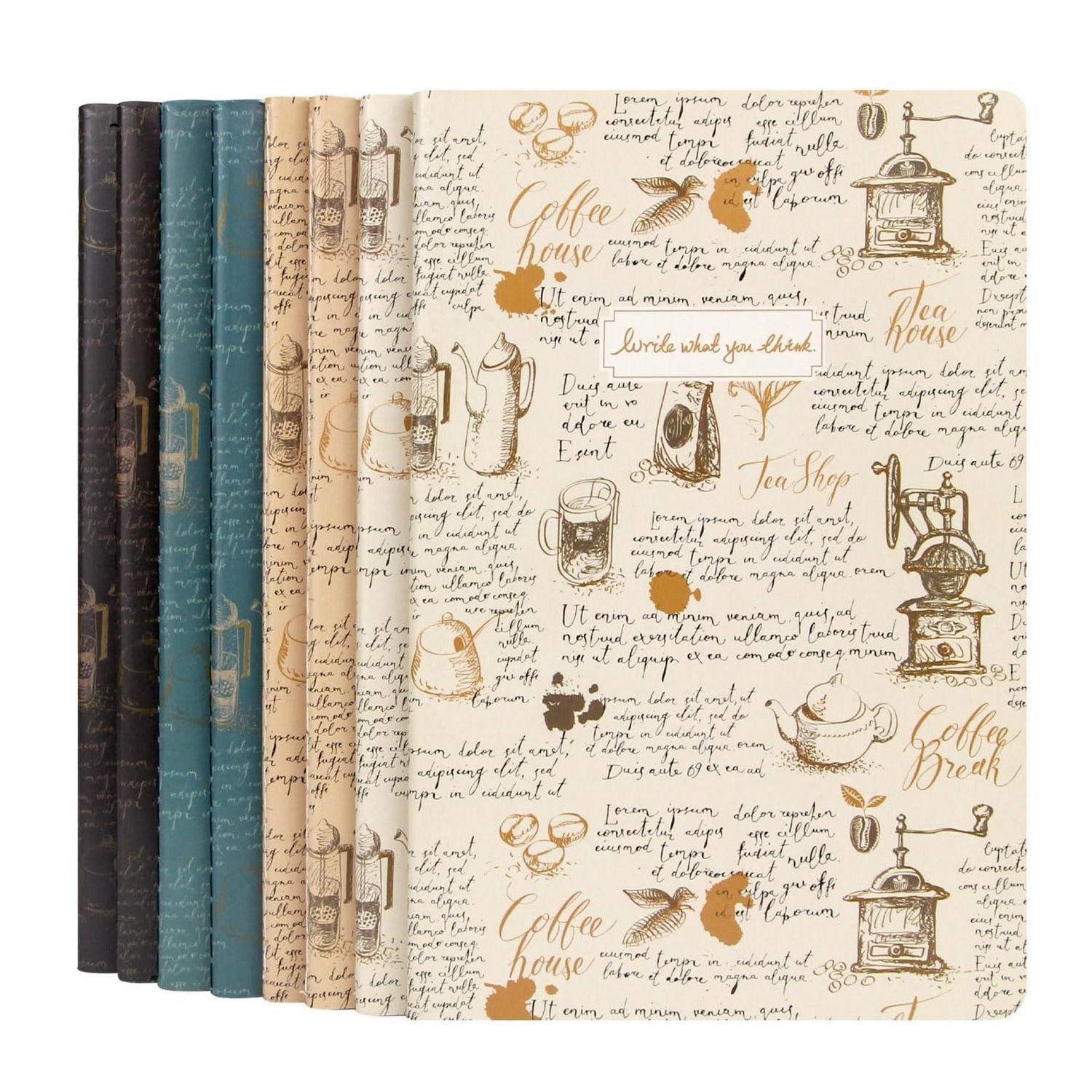 LuxusKollektion Notizheft A5 Notizbuch 8er Set Fadenheftung Linien 48 Blatt Vintage