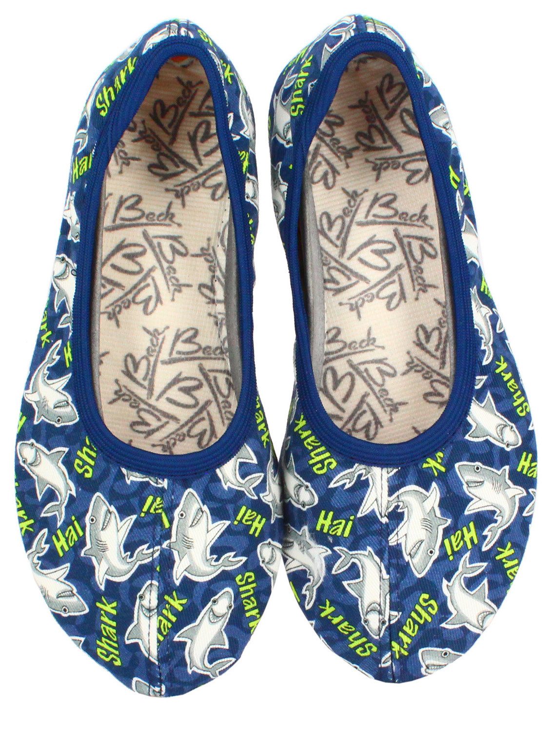 Beck Schläppchen Shark Gymnastikschuh (Handarbeit in Deutschland) mit rutschfester Gummi-Laufsohle – Bild 2 von 5