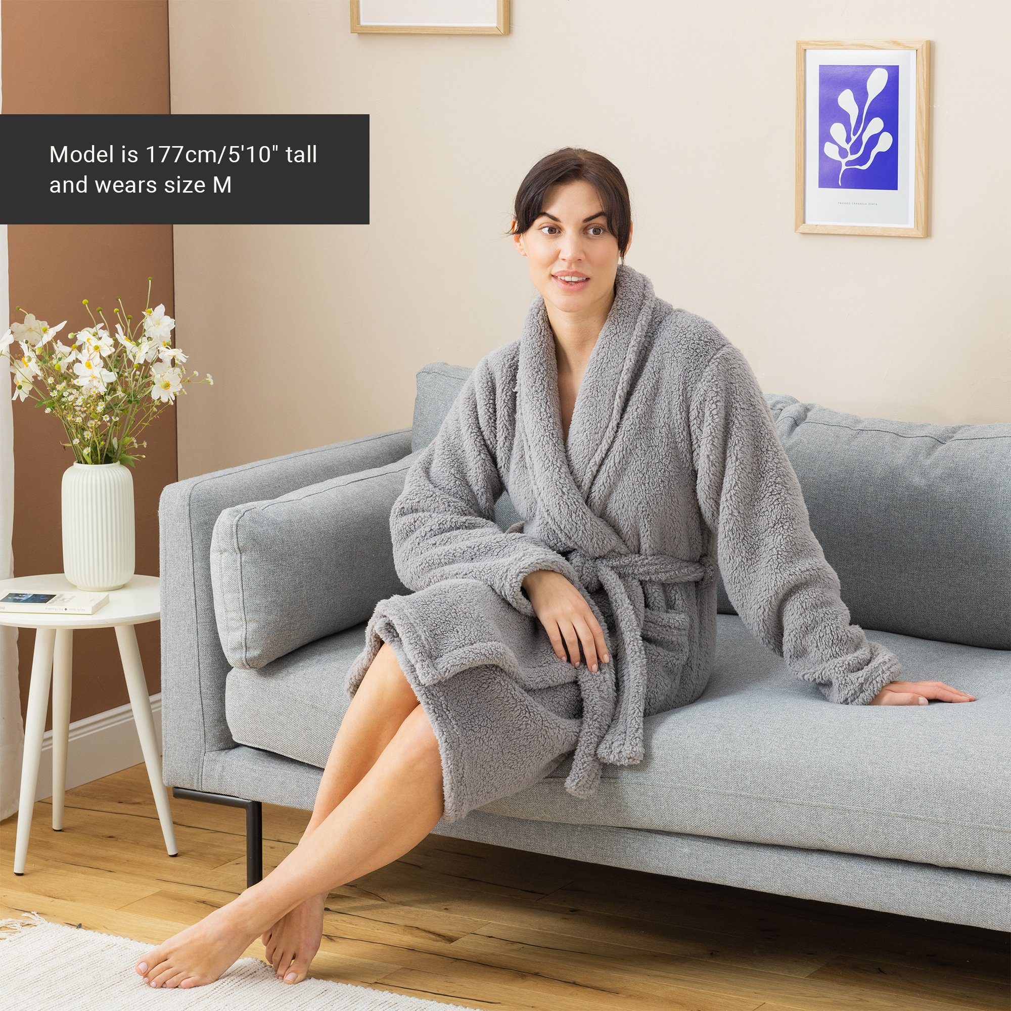 HOMELEVEL Bademantel Kuschelfleece Bademantel Damen - günstig online kaufen
