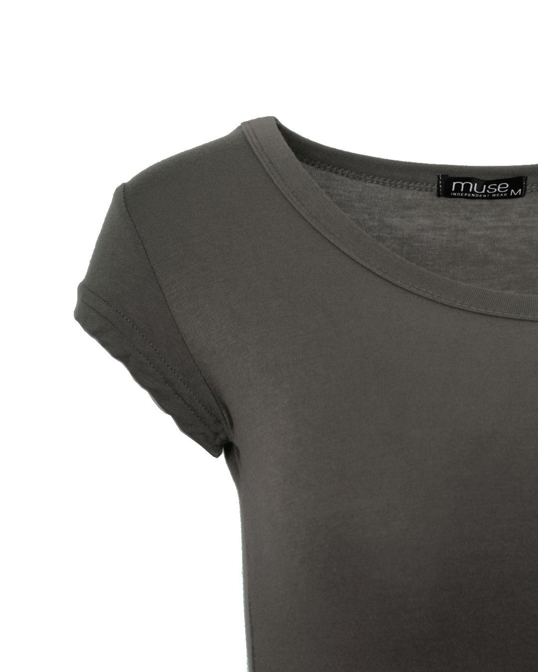 T-Shirt Skinny T-Shirt espresso Kurzarm Fit Muse Basic 1001